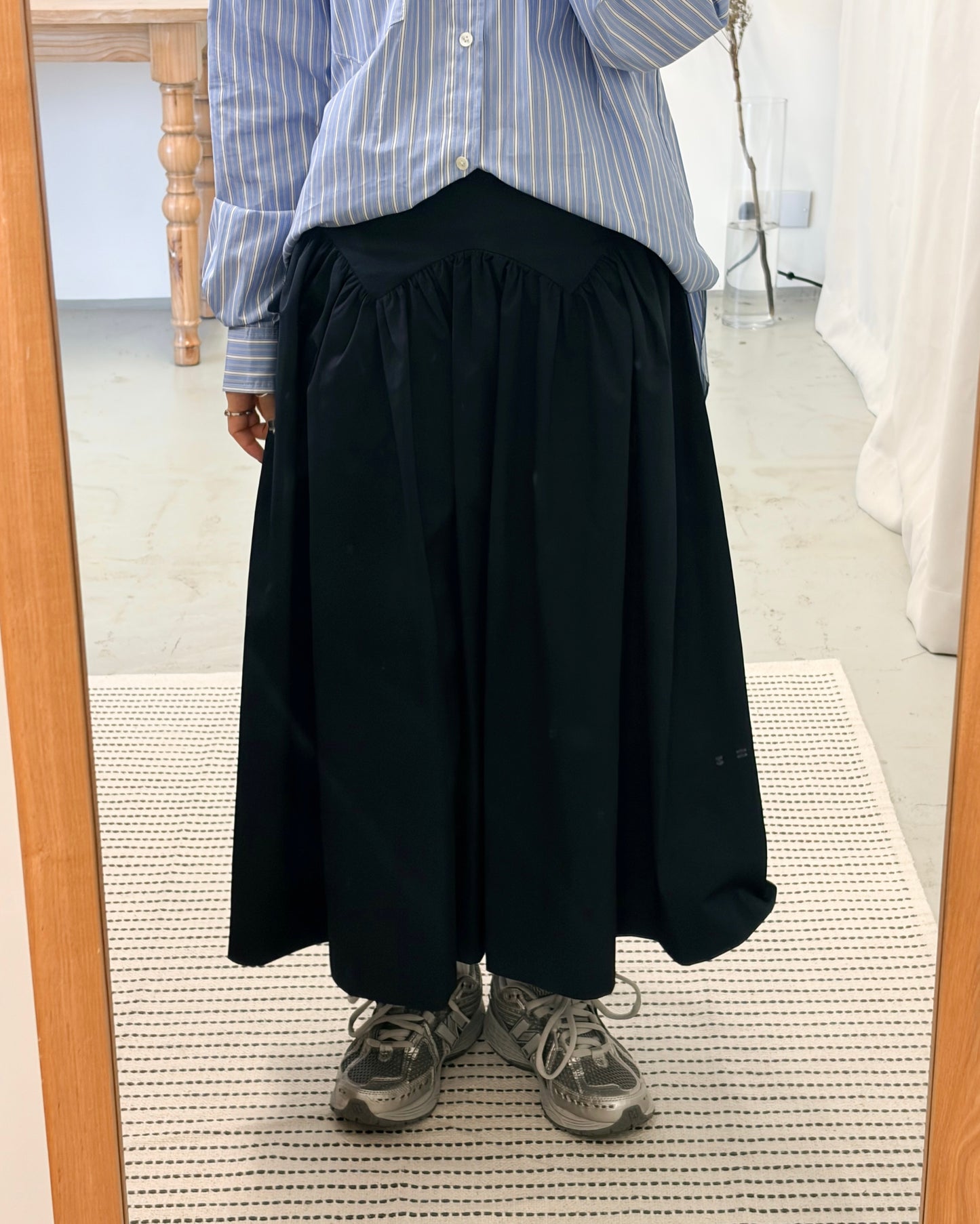 SK138- High Quality Umbrella Skirt | Grey | Navy ( S / M )