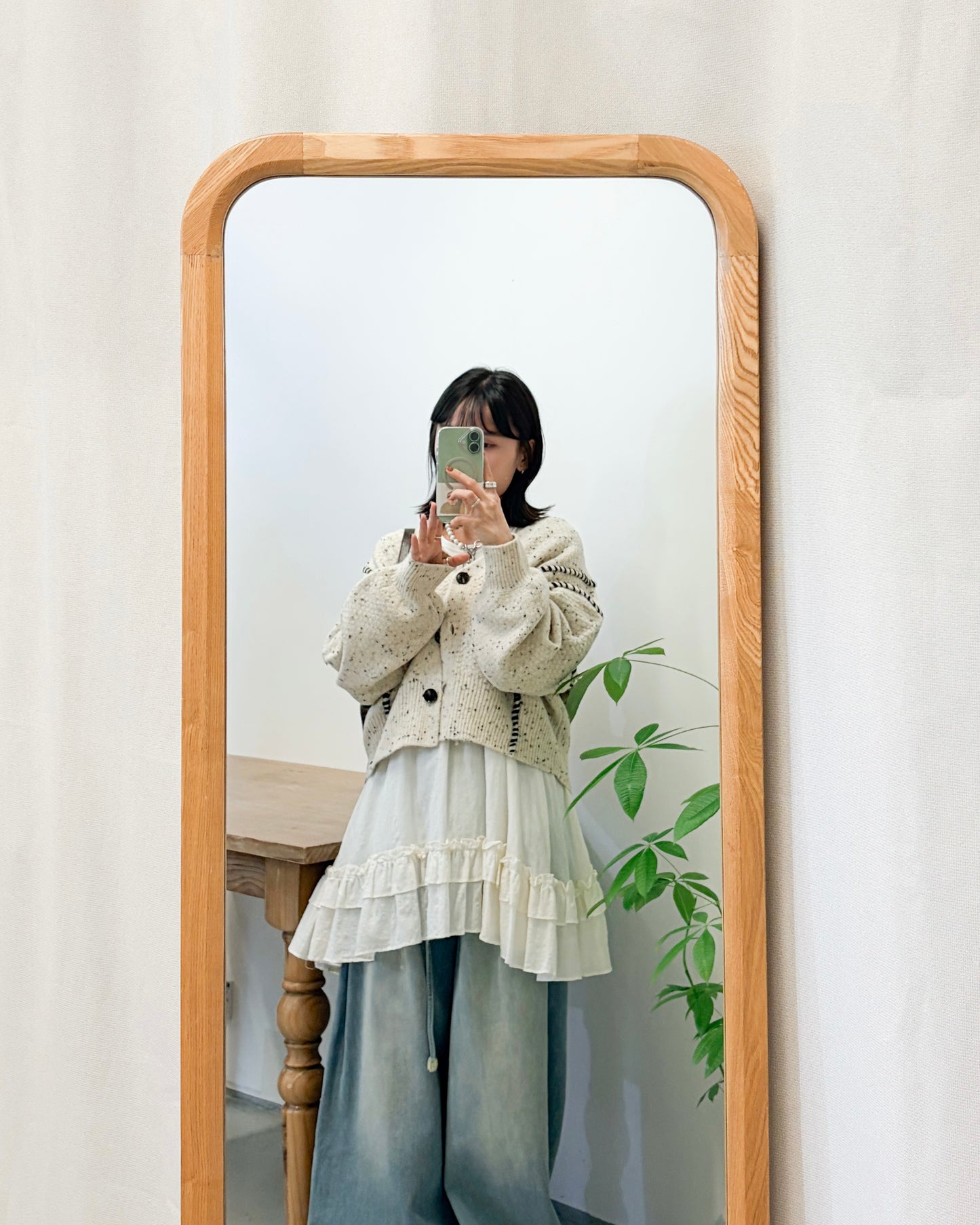 JK49- Chocolate Chip Knit Cardigan | Ivory | Beige