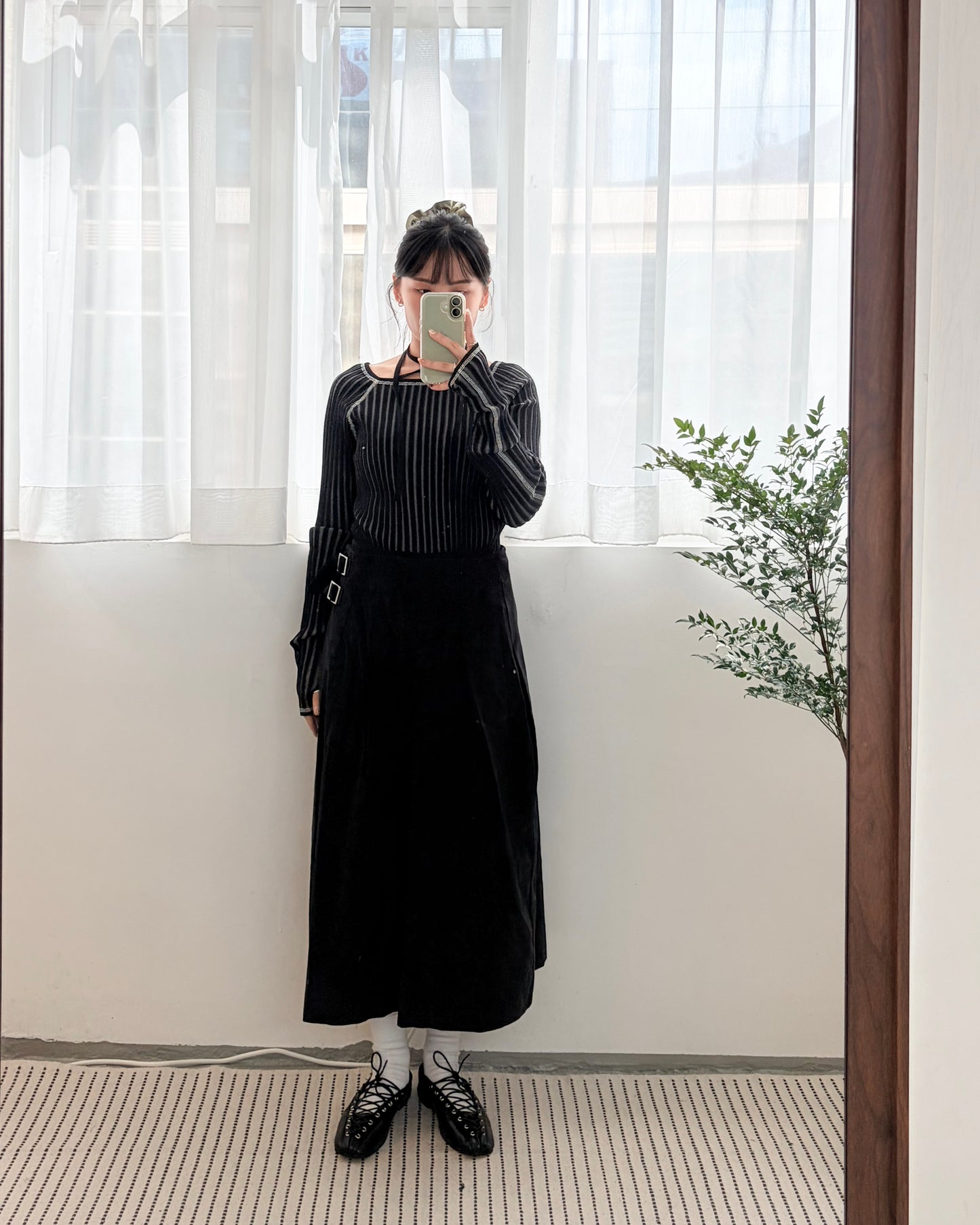 TP686- Square Neck Knit Top | Ivory x Orange | Black x White