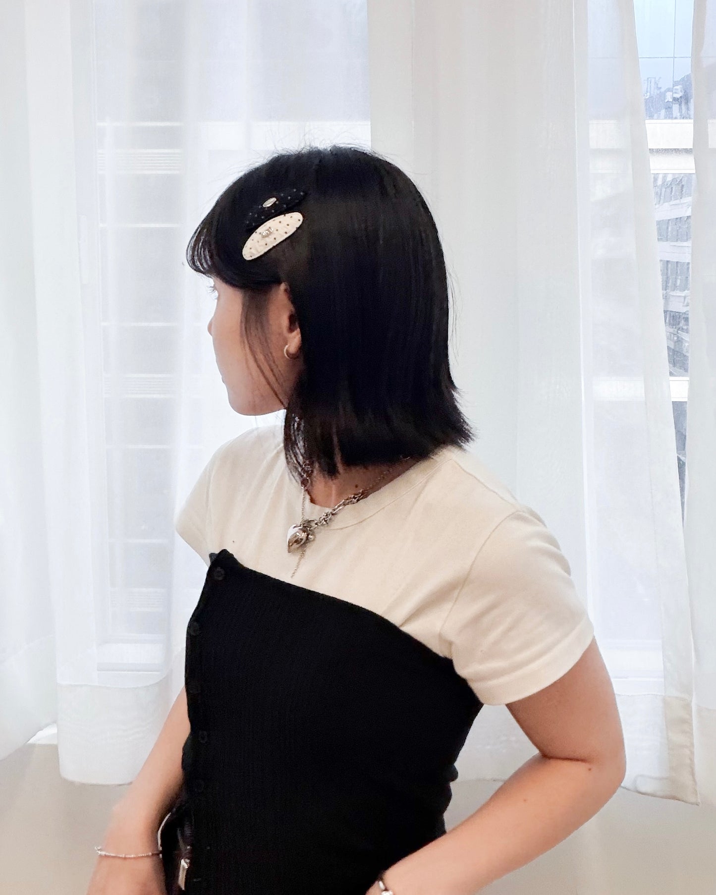 AC303- Small Dot Hair Clip | White | Grey | Butter | Black (1 pair)