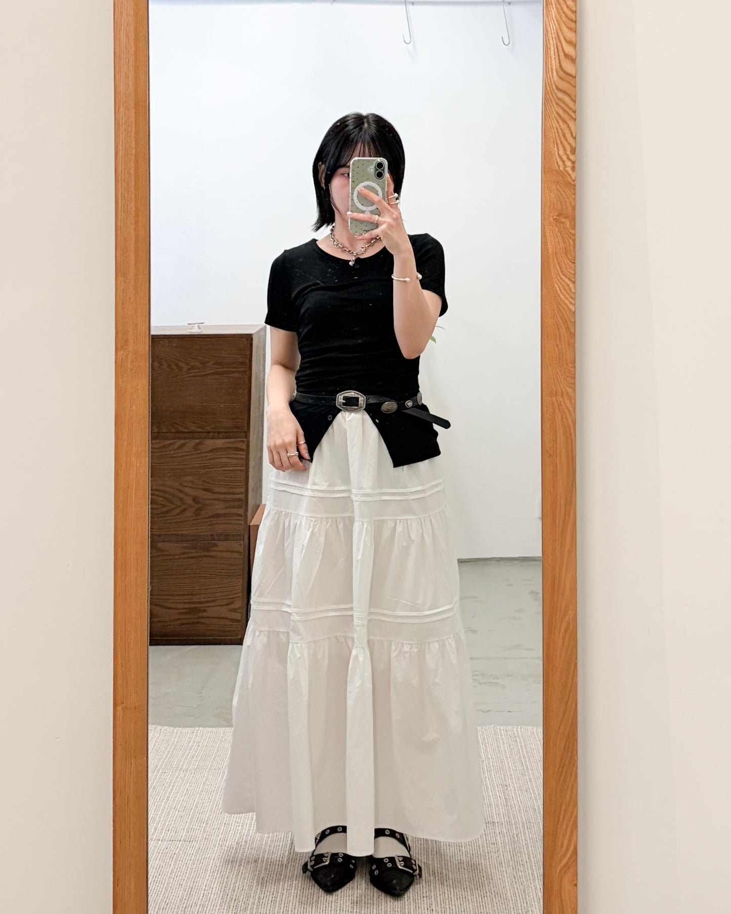 TP744- Short Tube Top Tee | White  | Black