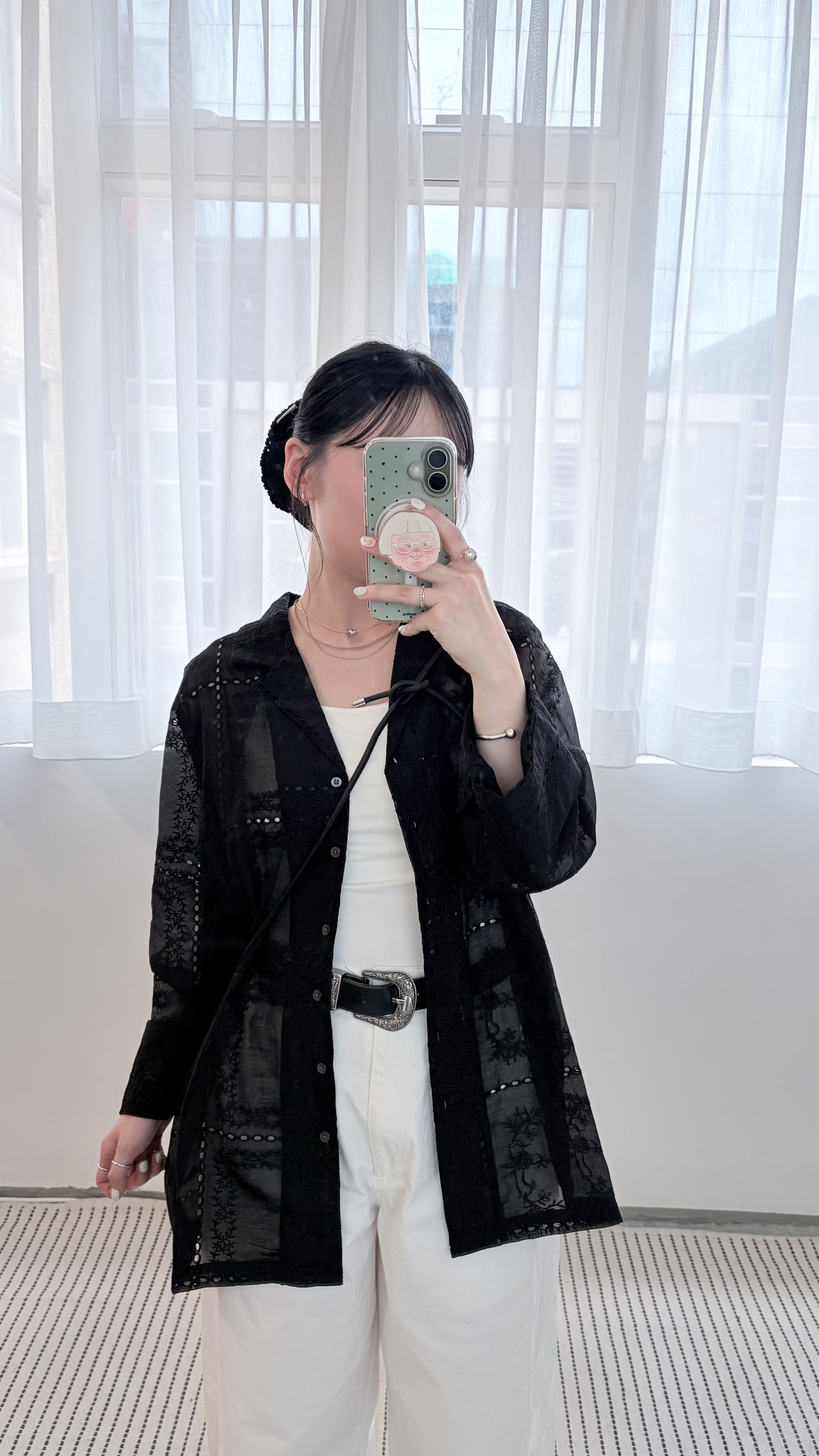 JK53- Embroidered Shirt Jacket | Black