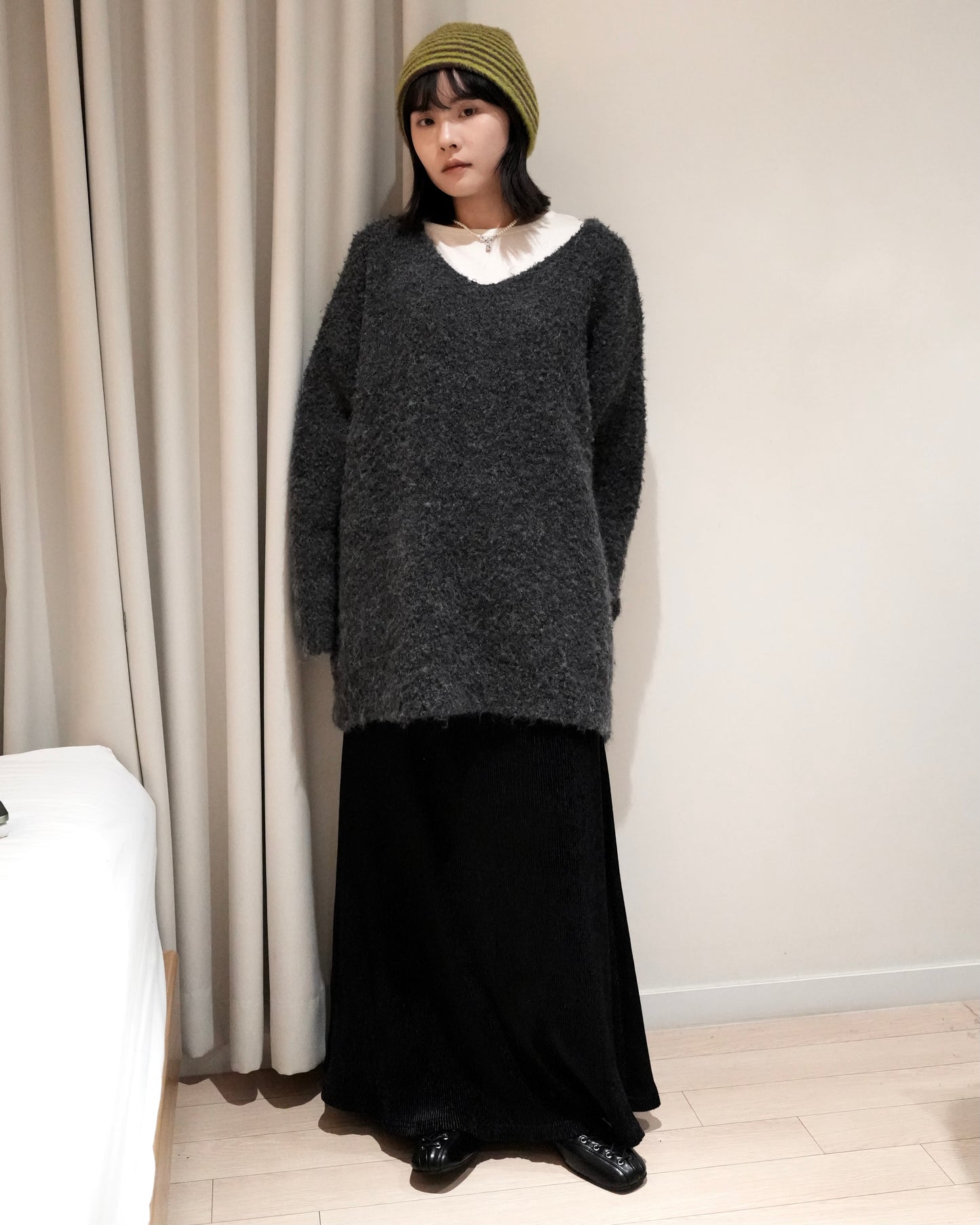 TP701- Knit With Scarf Set | White | Navy | Grey