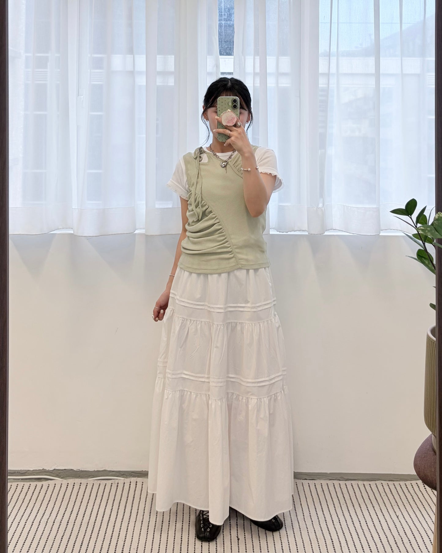 TP804- Ruched Sleeveless Top | White | Brown | Lime | Charcoal