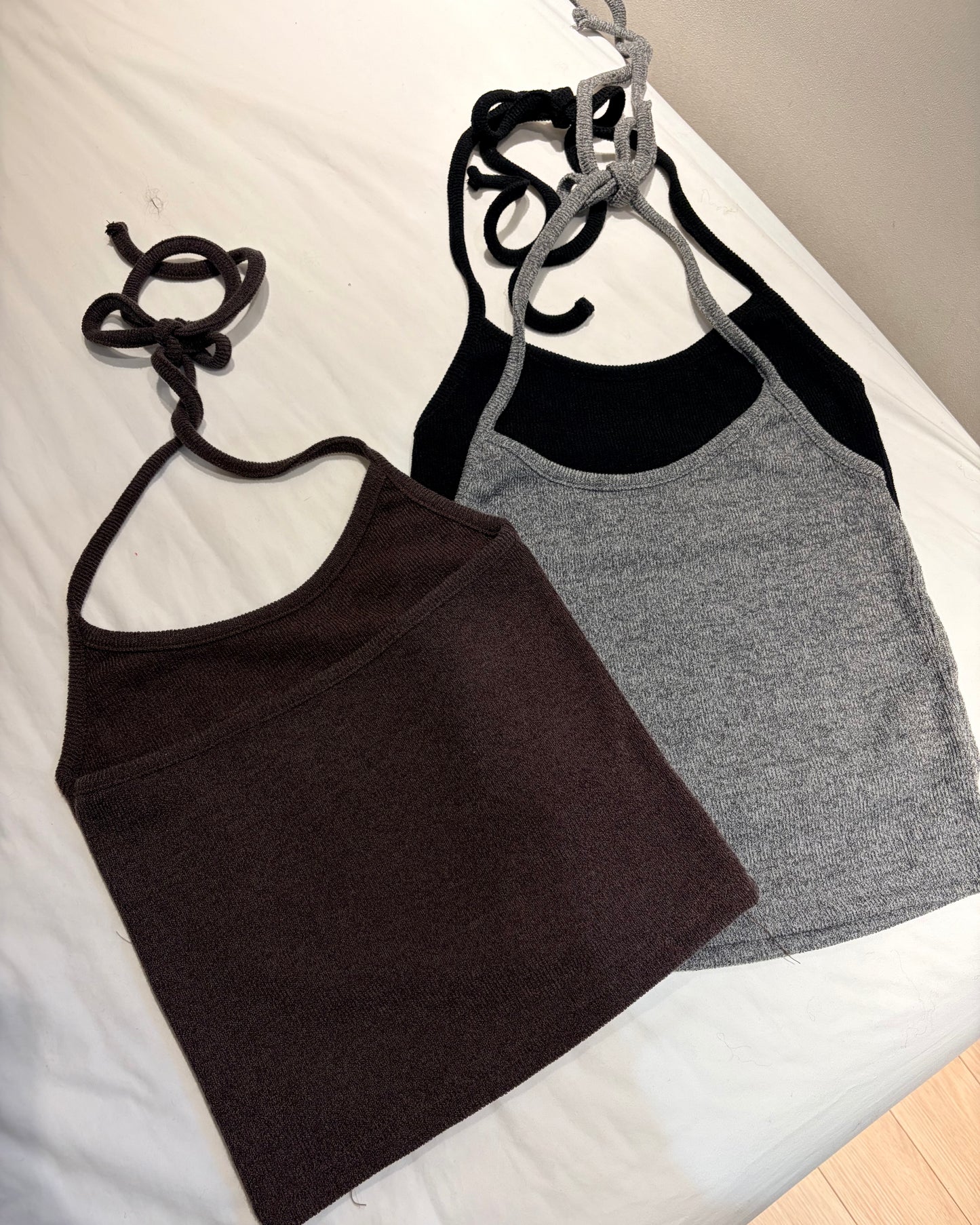 TP700- 直紋後綁吊帶背心 | Grey | Brown | Black