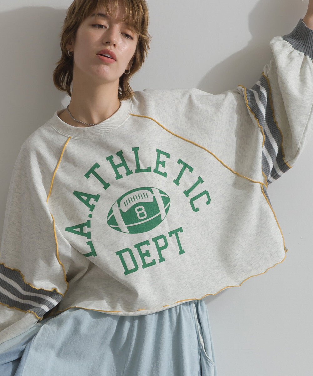 TP709- 拼布Printed Sweatshirt Hoodie | Grey | Navy