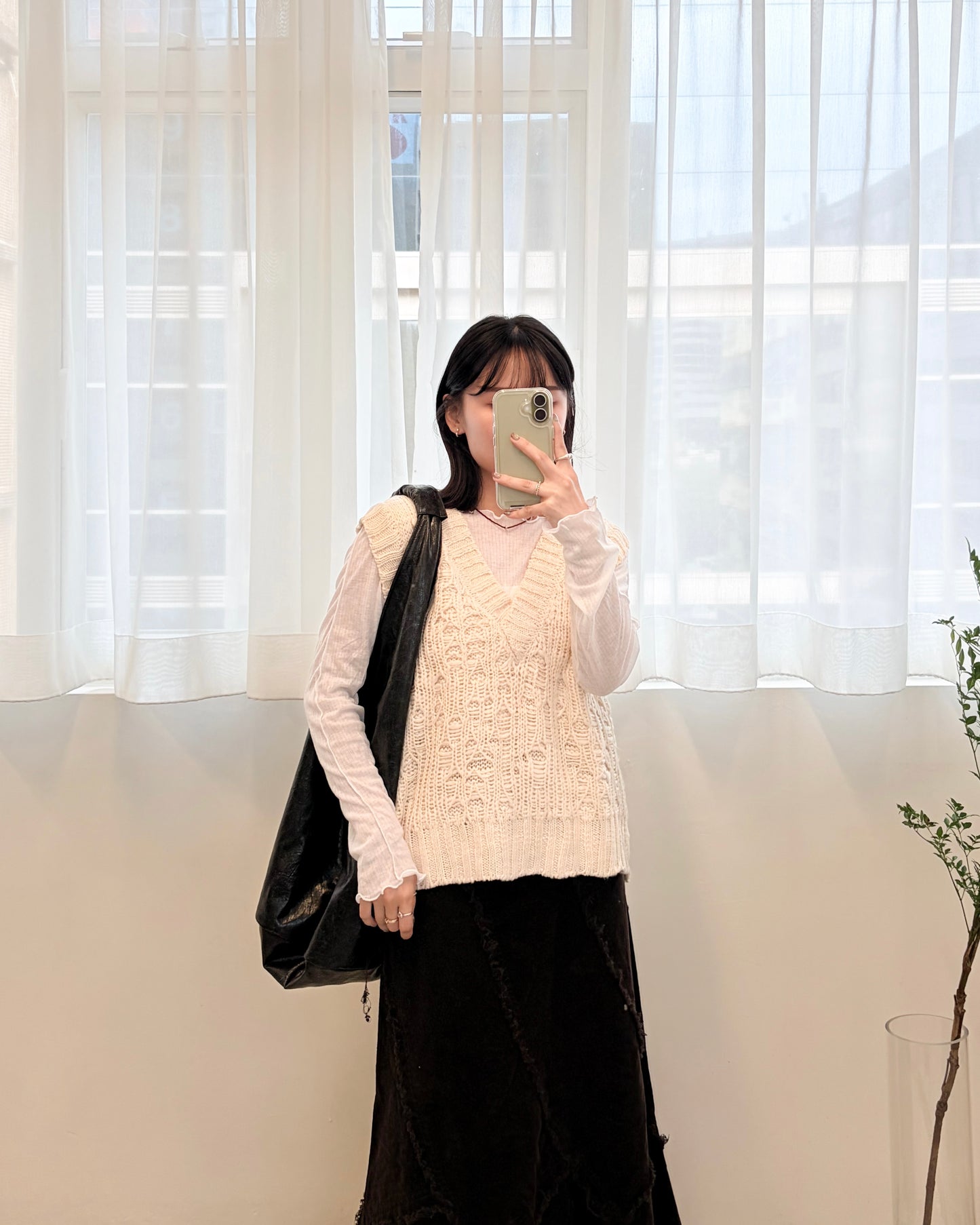 TP705- V Neck Knit Vest Top | Ivory | Camel Brown | Black