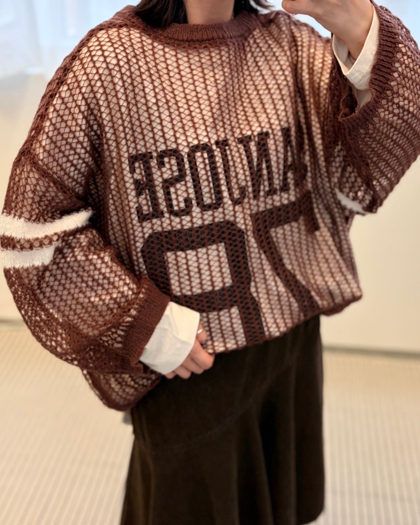 TP707- Printed Sweater x Knitwear Set | Ivory | Navy | Brown