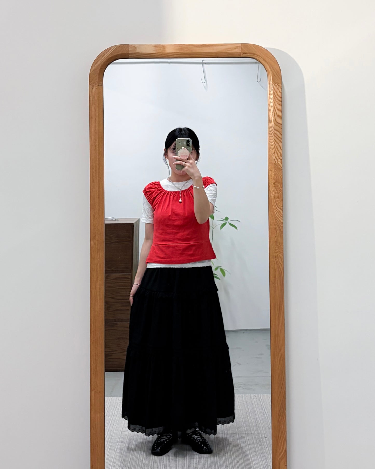 TP757- Square Neck Vest Top | White | Orange Red | Grey