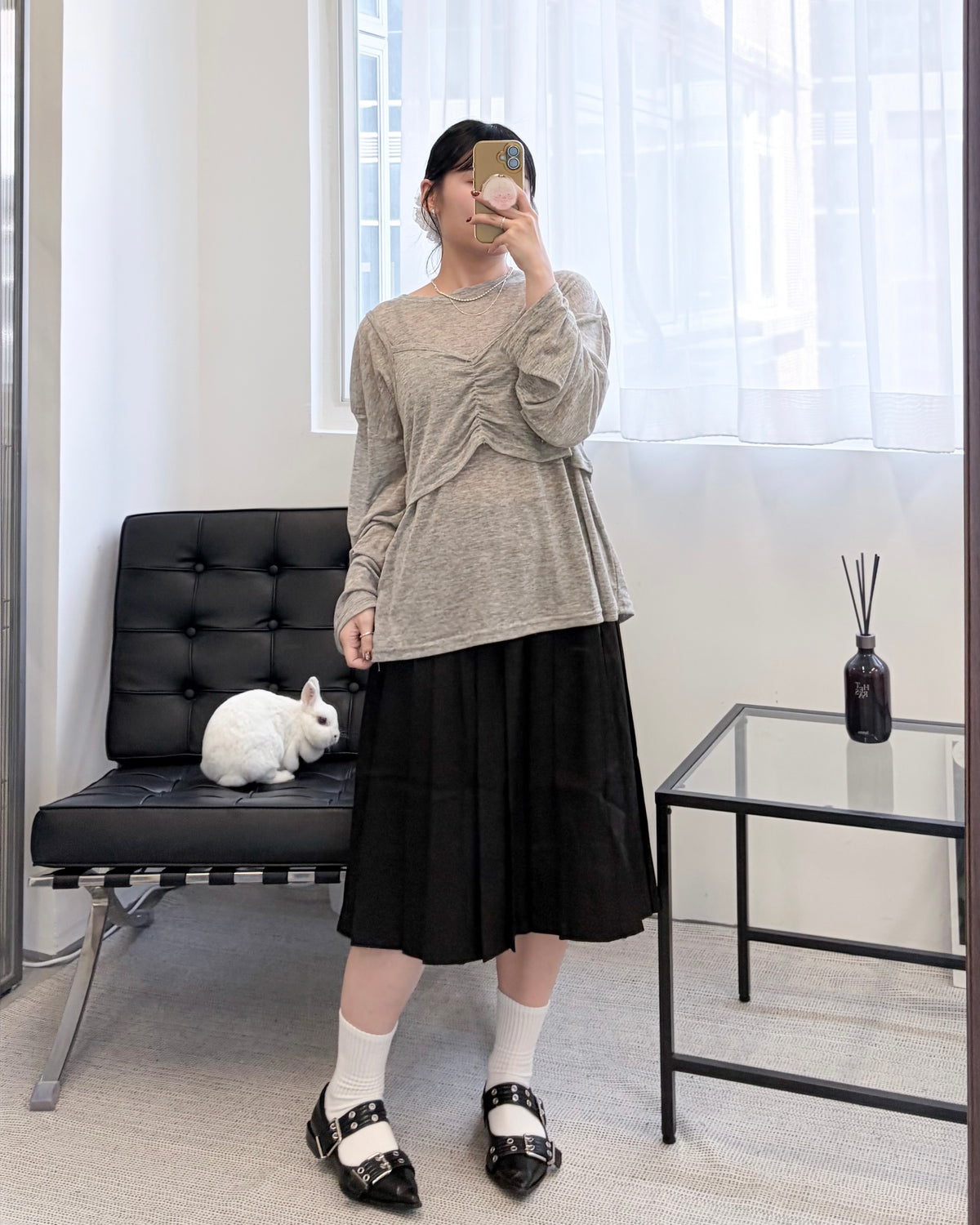 TP847- T-Shirt & Shirred Bustier Set | White | Grey | Brown | Black