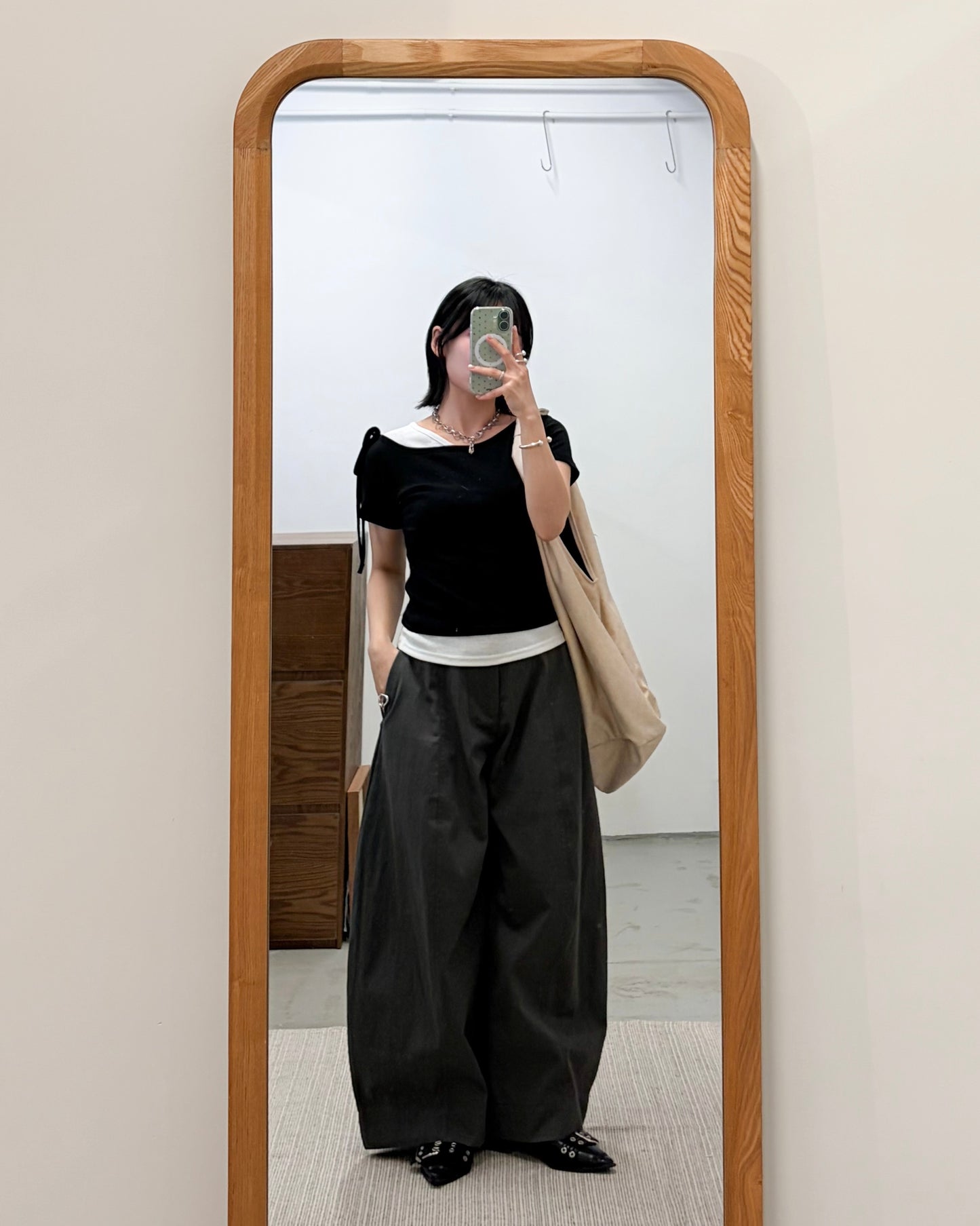 TP743- 2 in 1 Ribbon Sleeve Tee | White x Blue | Grey x Charcoal | White x Black