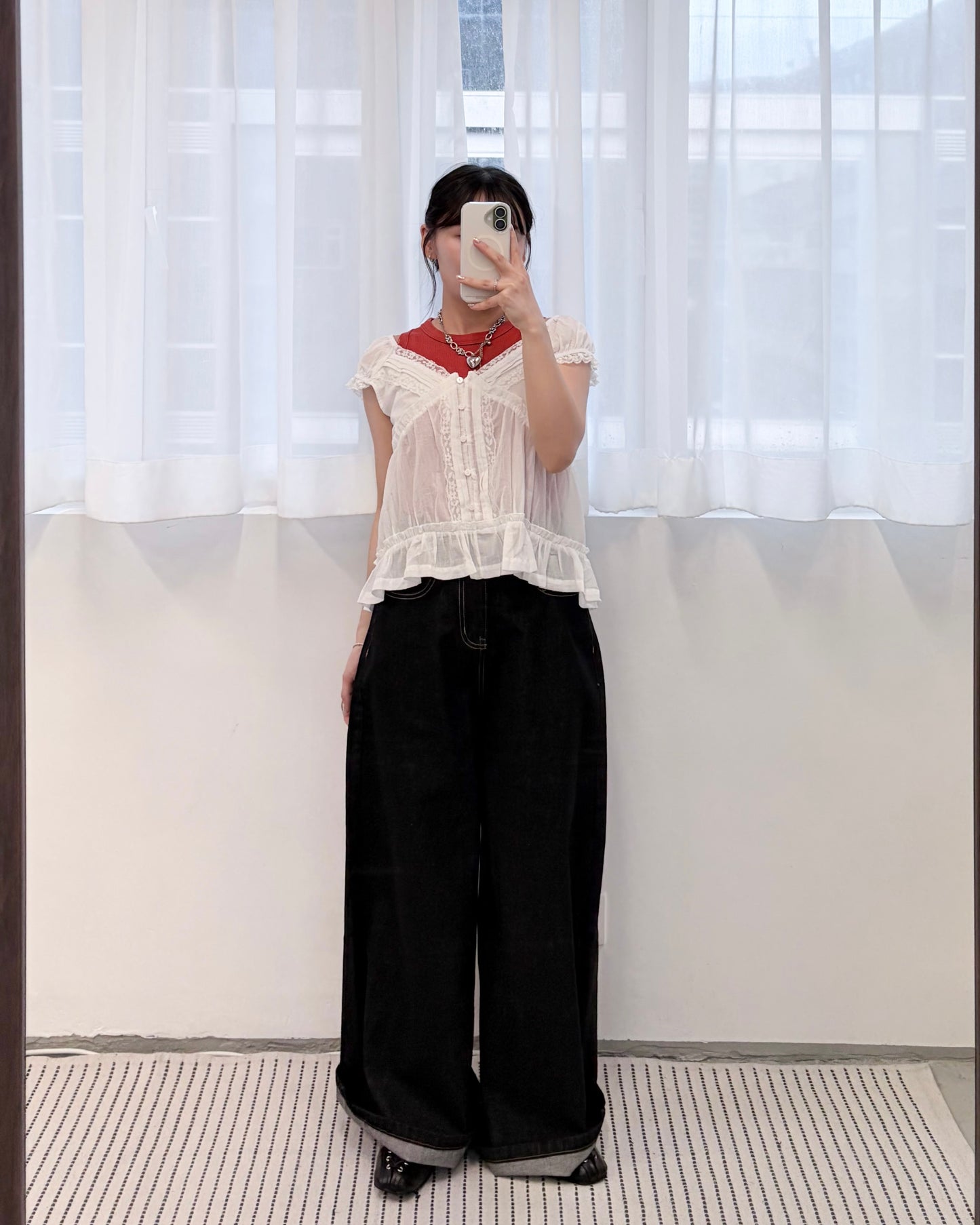 TP812- Back Ribbon Lace Top | White | Black