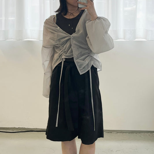 TP656- Drawsting Thin Coat | White | Light Grey ( 索索料 )