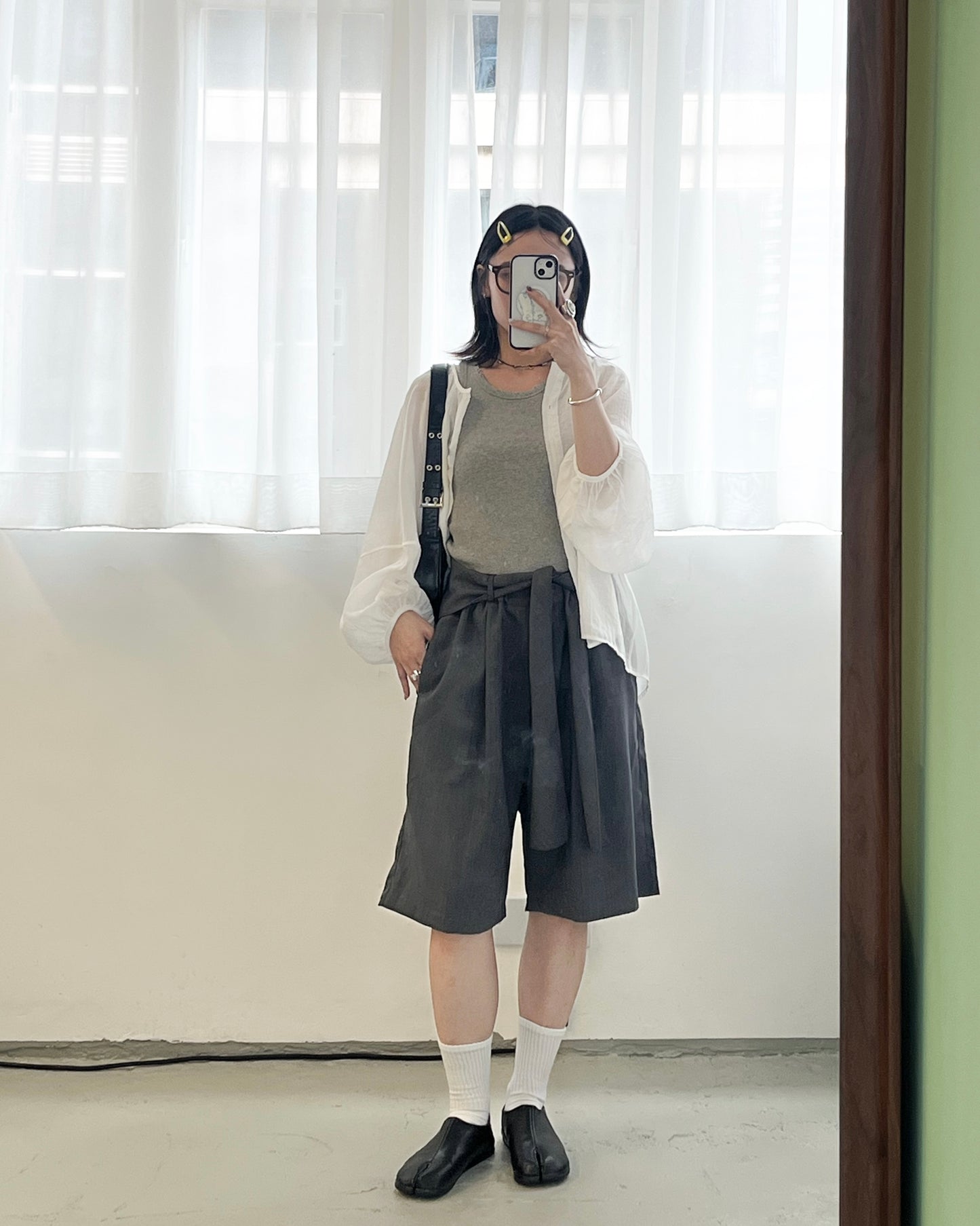 PT94- Short Pleated  Belt Trousers Pant | Grey | Brown | Black