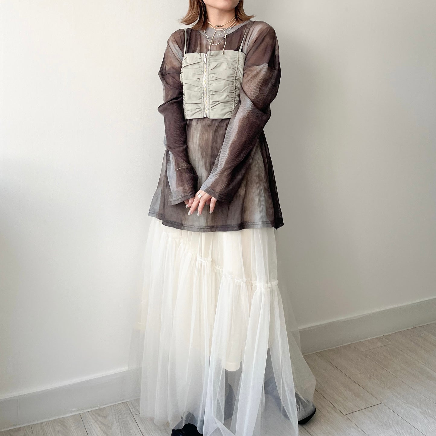 SK89- Tulle Skirt | Ivory | Light Grey | Grey