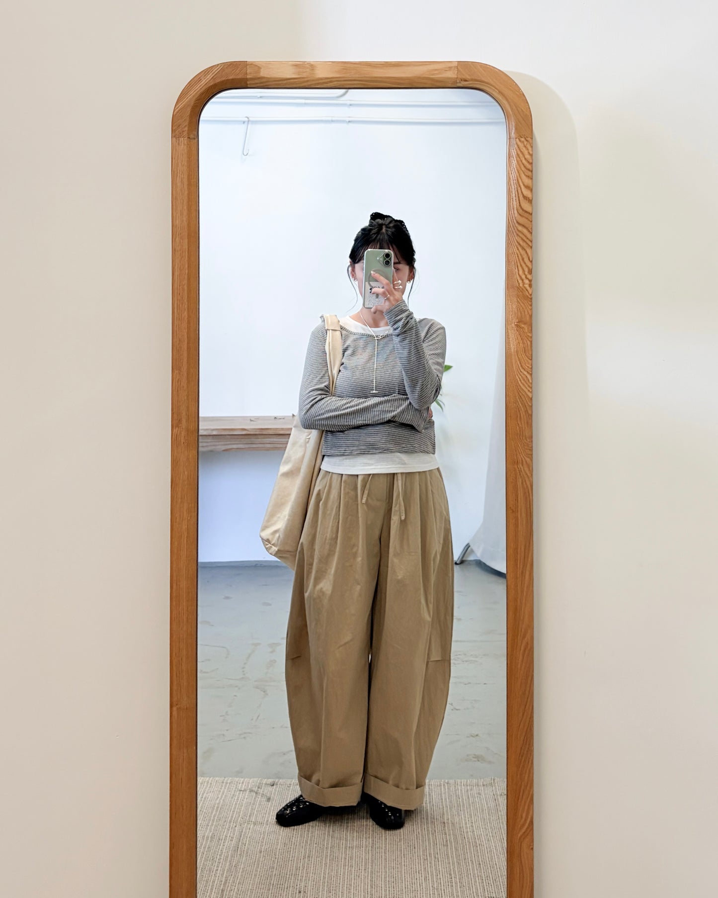 PT105- Ruffle Wide Pants | Beige | Khaki