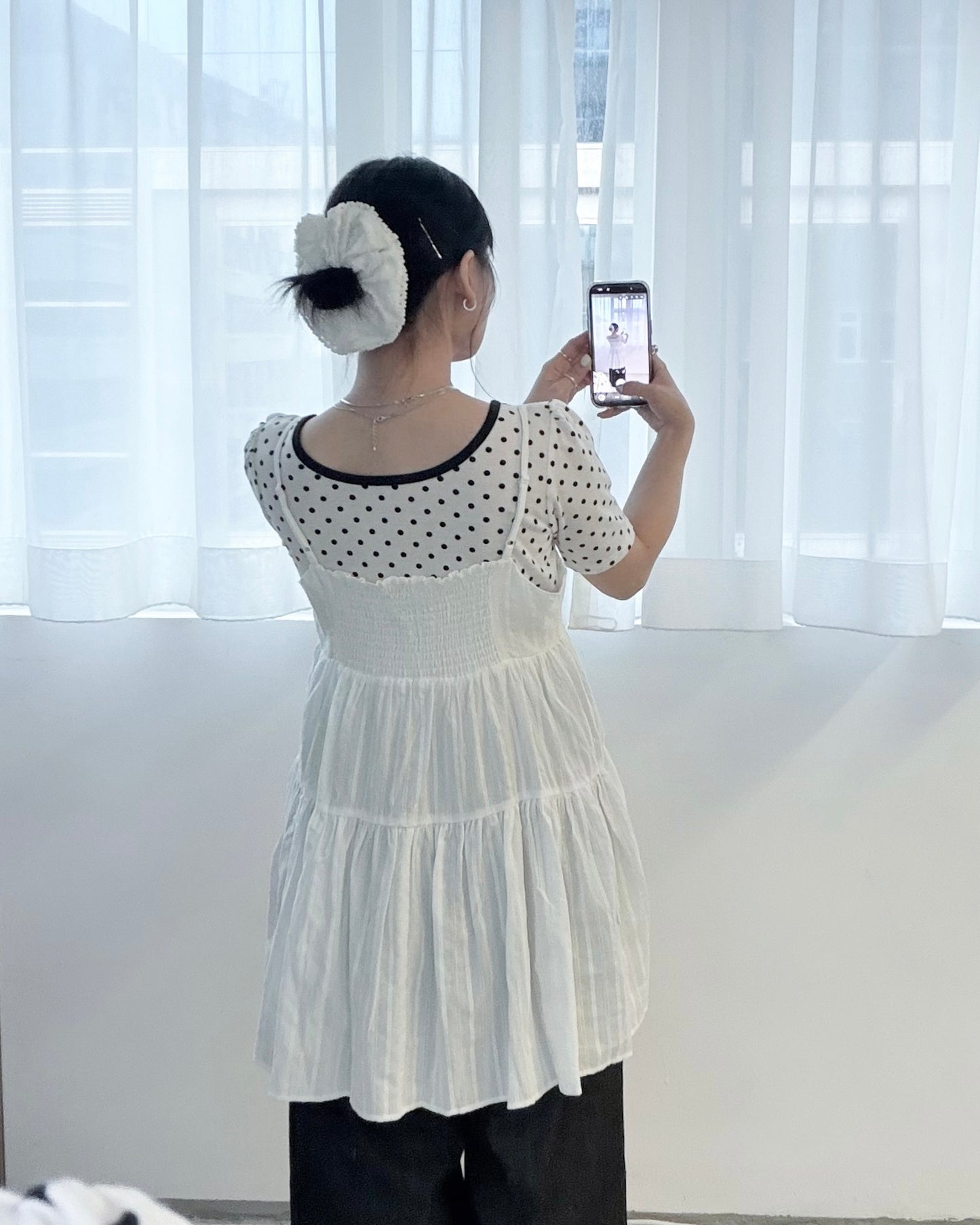 TP798- Polka Dot Top | White  | Black