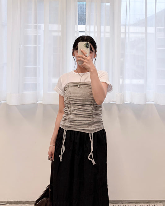 TP813- Drawstring Tube Top | White | Grey | Black
