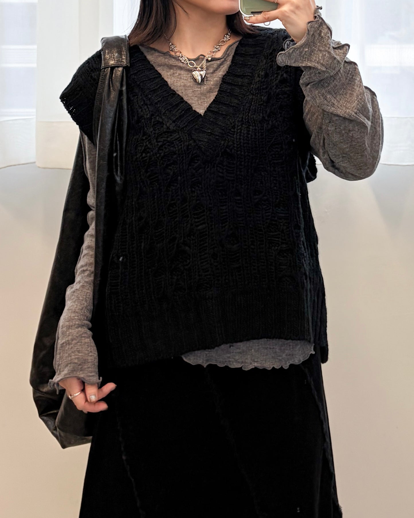 TP705- V Neck Knit Vest Top | Ivory | Camel Brown | Black