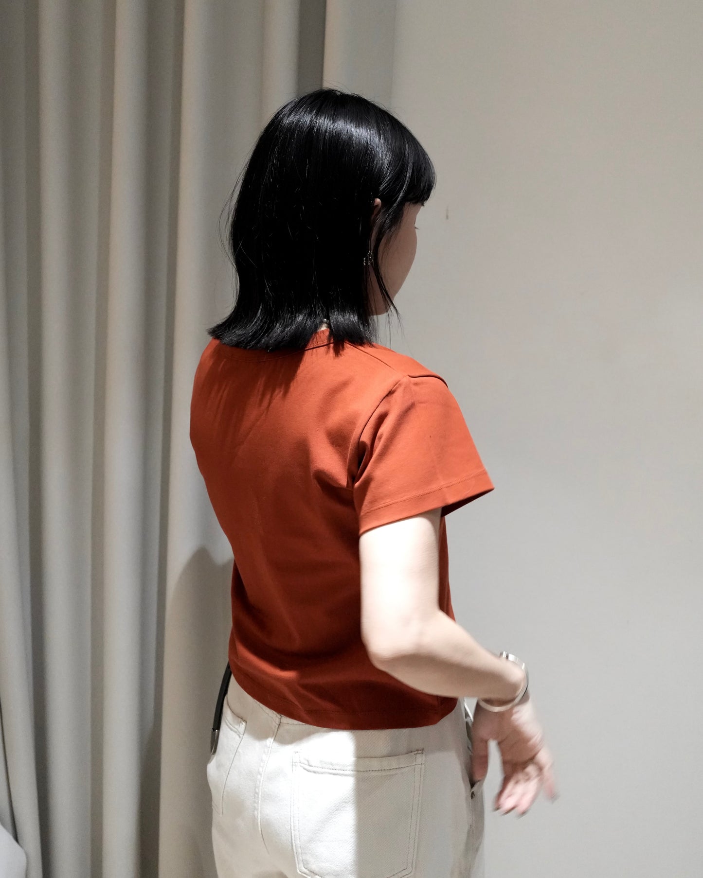TP703- 挺身淨色Tee | White | Orange Red