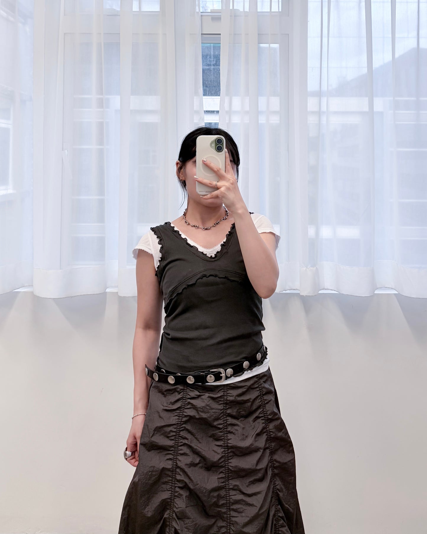 TP809- Ruffle V Neck Vest | White | Blue | Charcoal | Lime