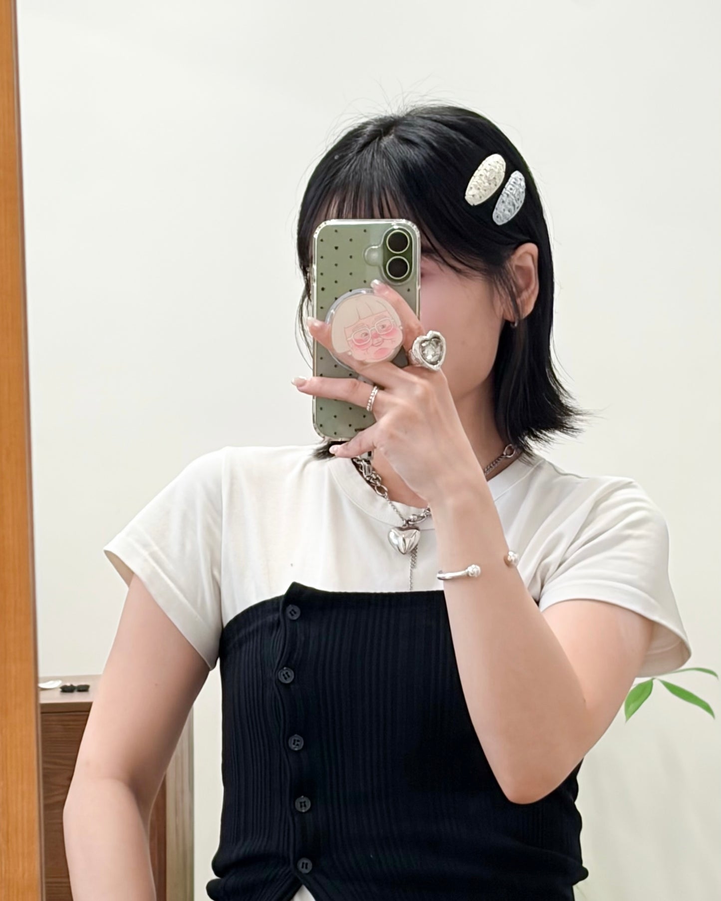 AC303- Small Dot Hair Clip | White | Grey | Butter | Black (1 pair)