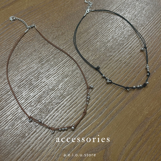 AC261- 點點銀珠頸鏈 | Brown | Black