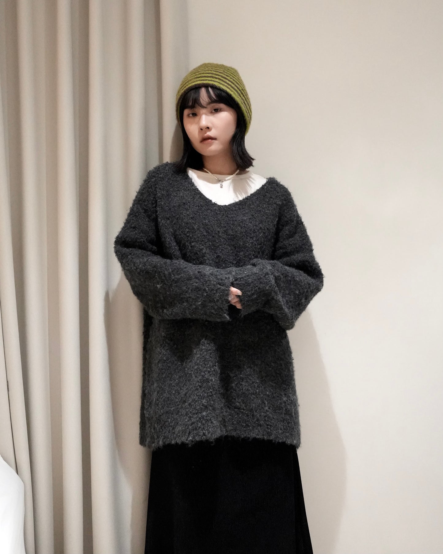 TP701- Knit With Scarf Set | White | Navy | Grey