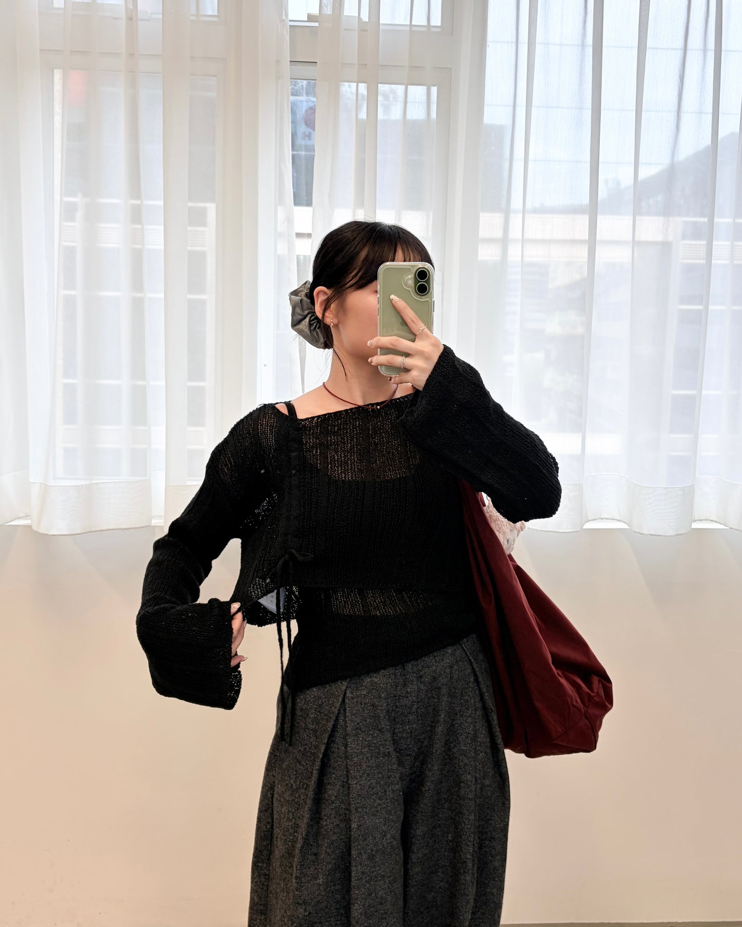 TP681- Cropped Shirring Set Top | Ivory | Brown | Black