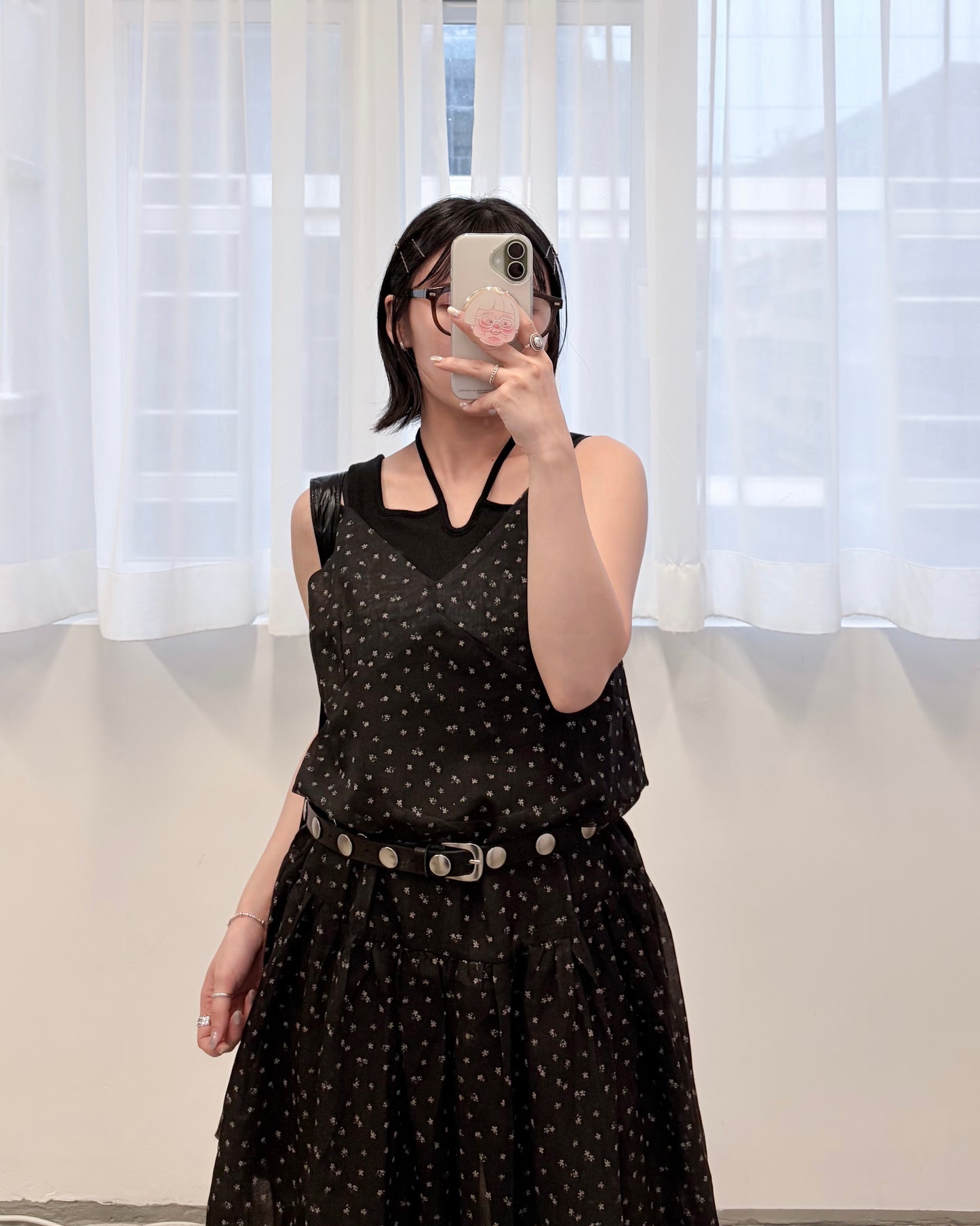 OP80- See-through Floral One Piece Dress