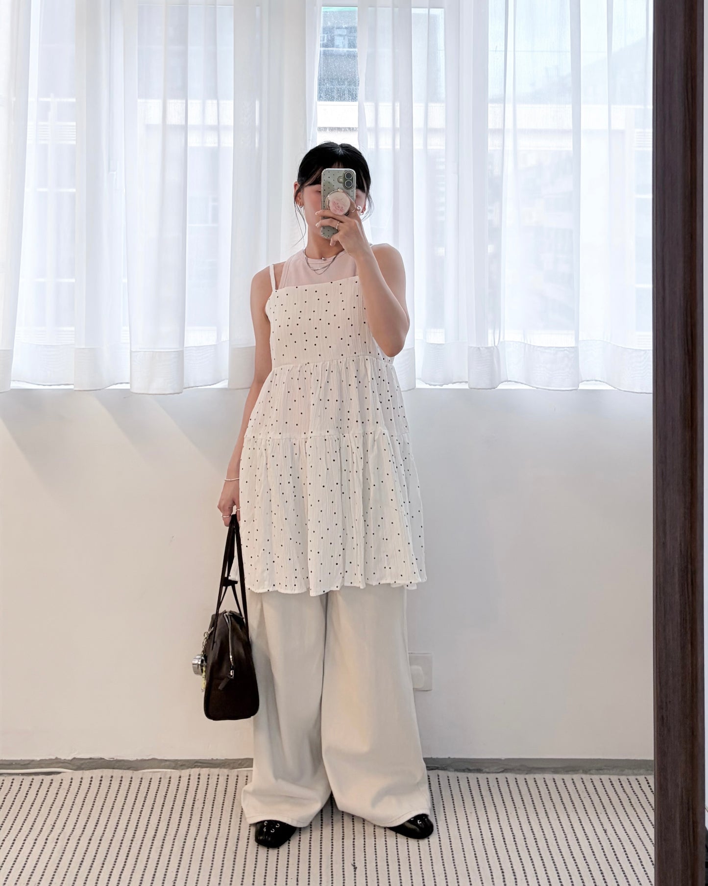 OP79- Dot Tunic Cami One-Piece | White Dot | Black Dot