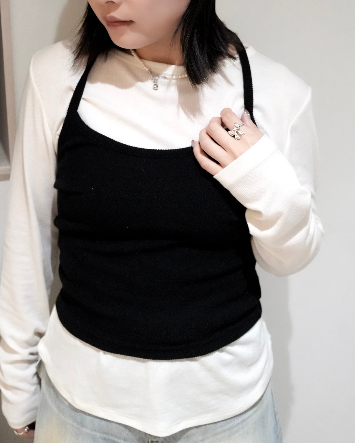 TP700- 直紋後綁吊帶背心 | Grey | Brown | Black