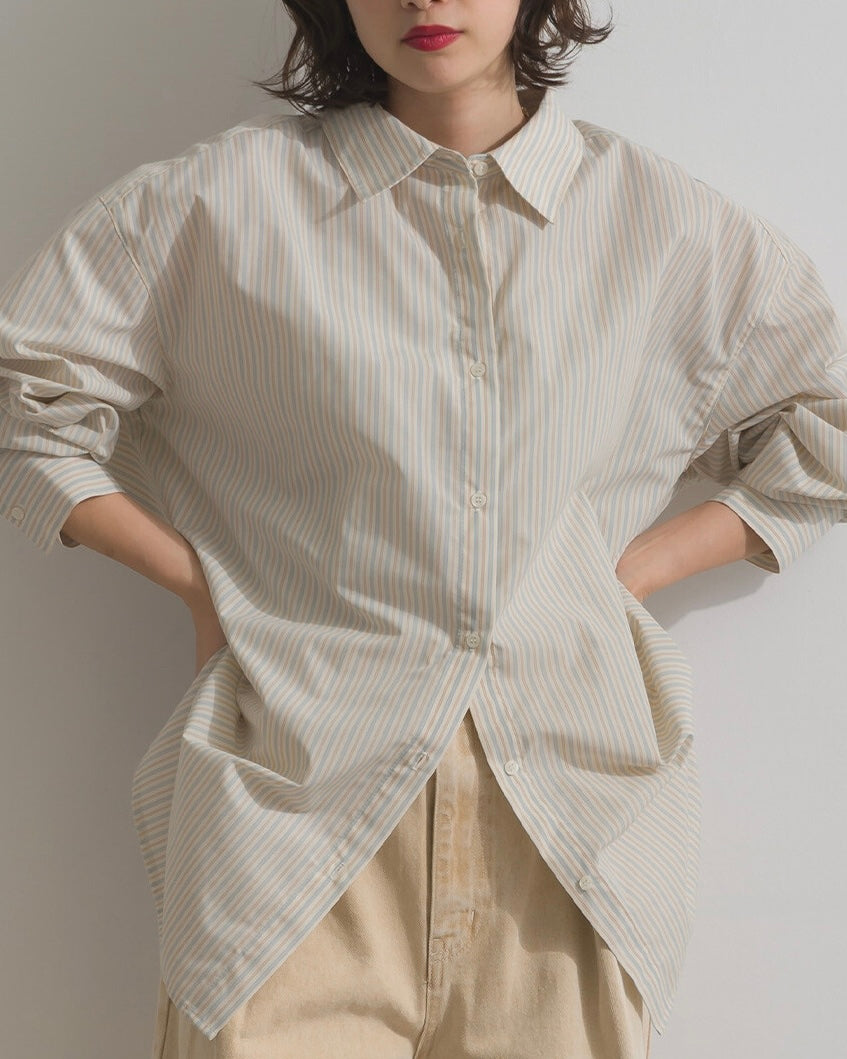 TP740-  2 Way Stripe Blouse | White | Beige | Pink | Blue