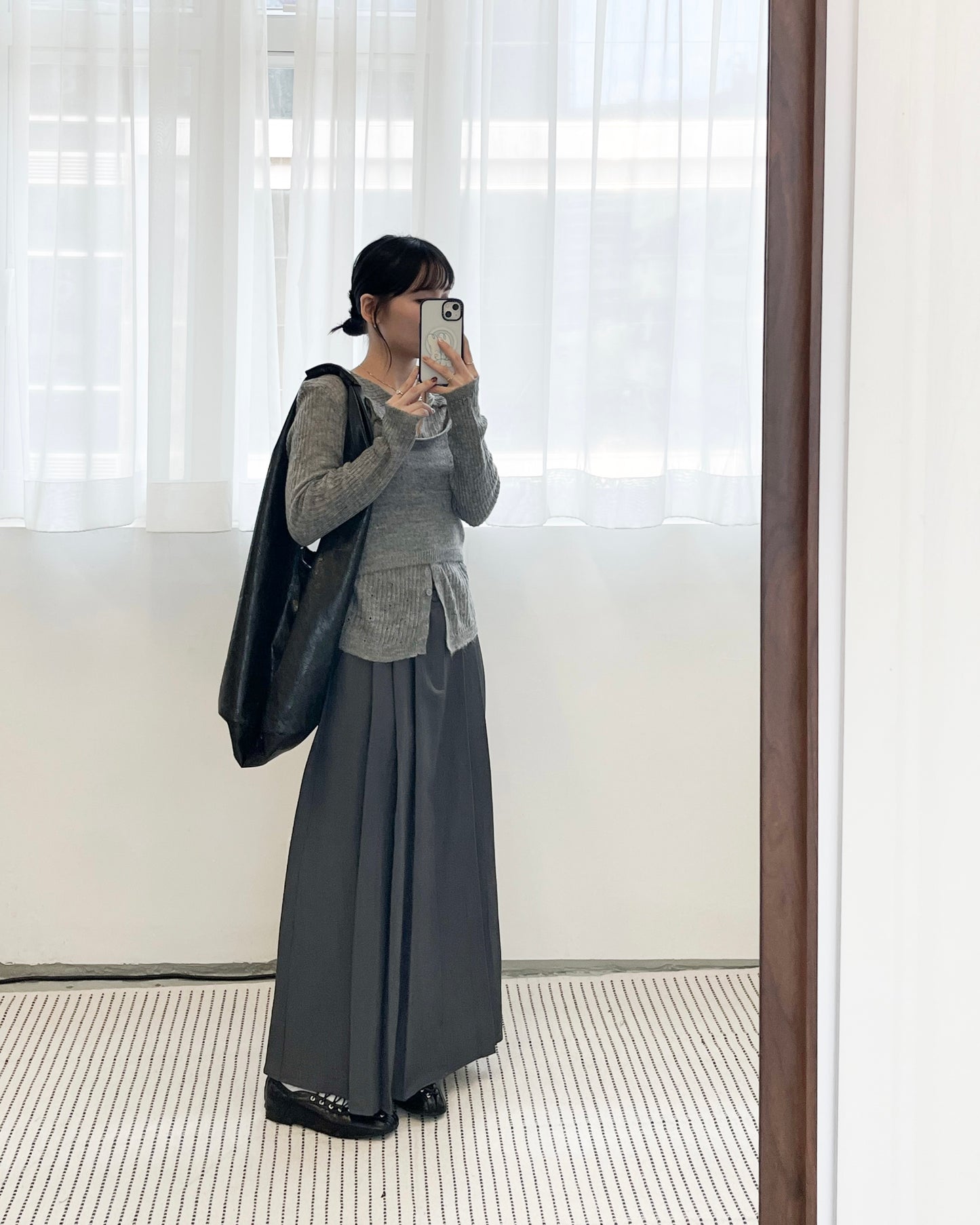 TP675- Knitwear Vest Set Top | Ivory | Grey