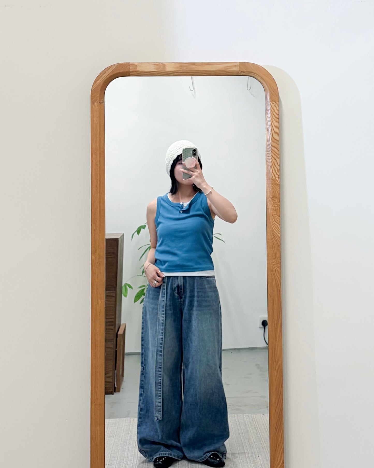 TP756- Button Vest | White | Blue | Black