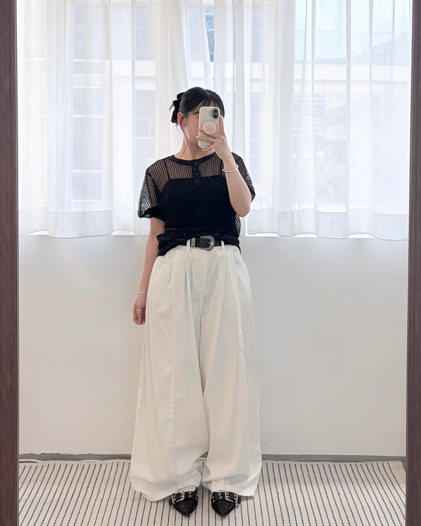 TP806- Knitwear Short Sleeve Top | Ivory | Black