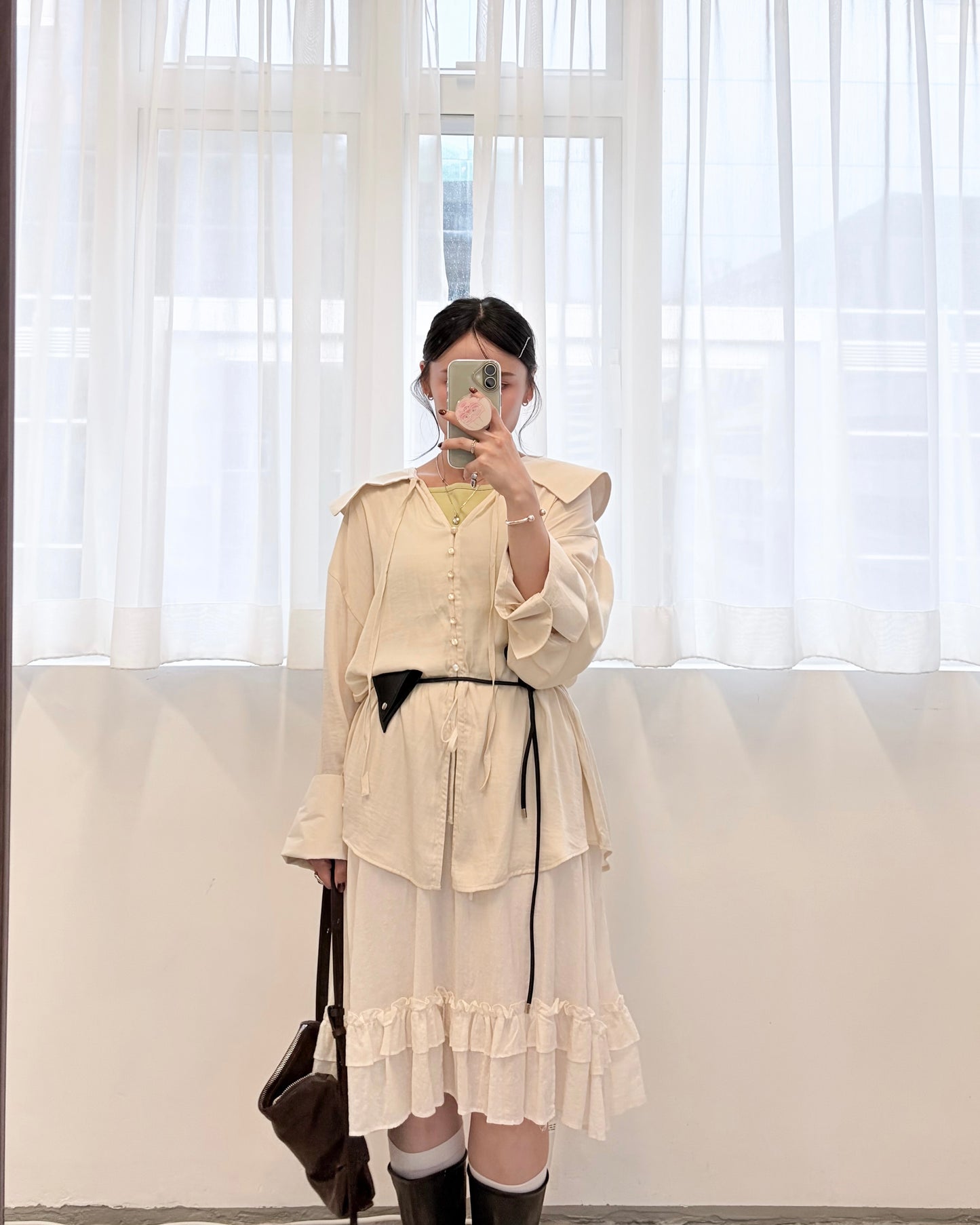 TP785- Sailor Coller Rayon Blouse | White | Beige | Blue | Black