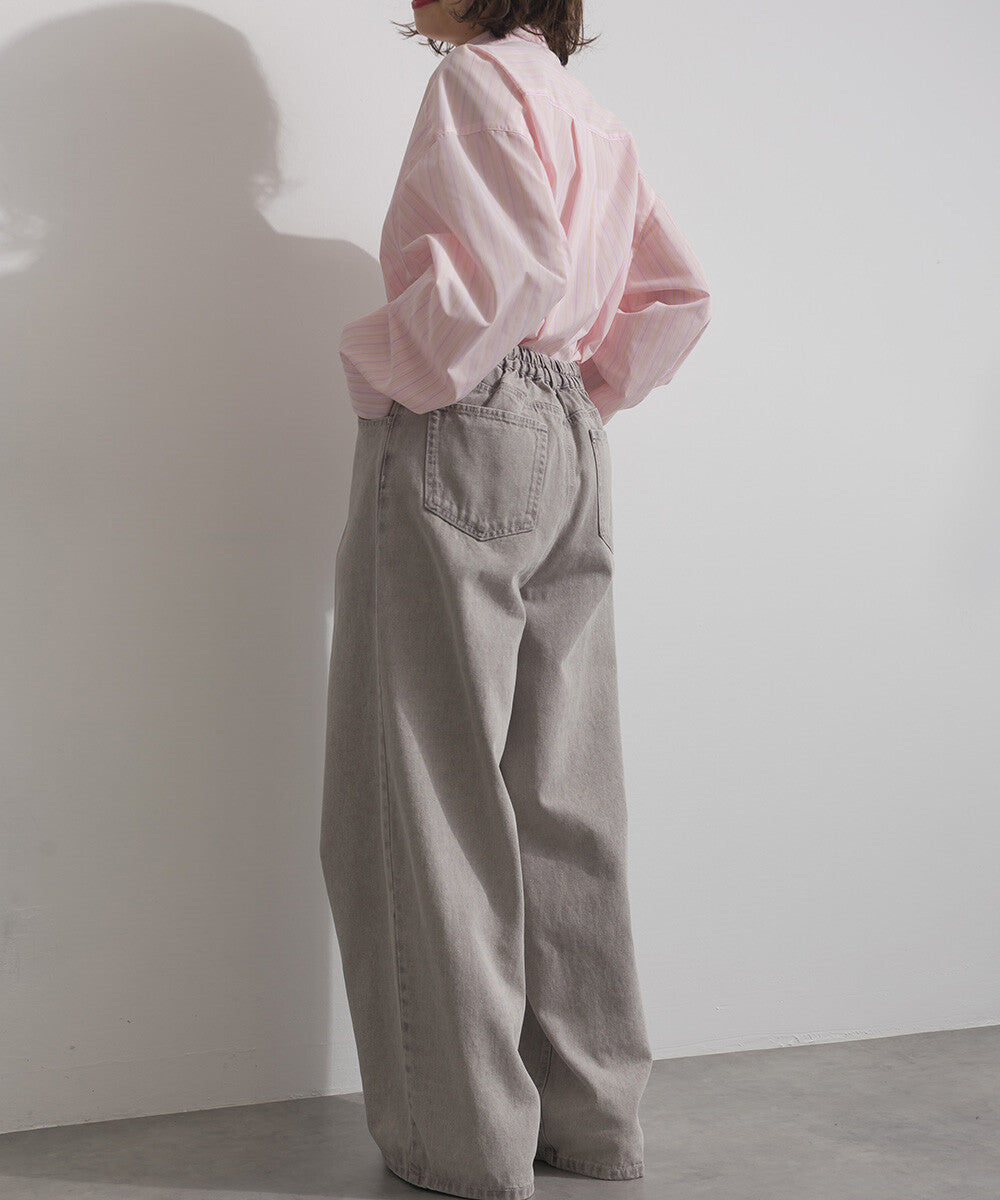 PT109- Denim Tuck Pant | Yellow | Grey