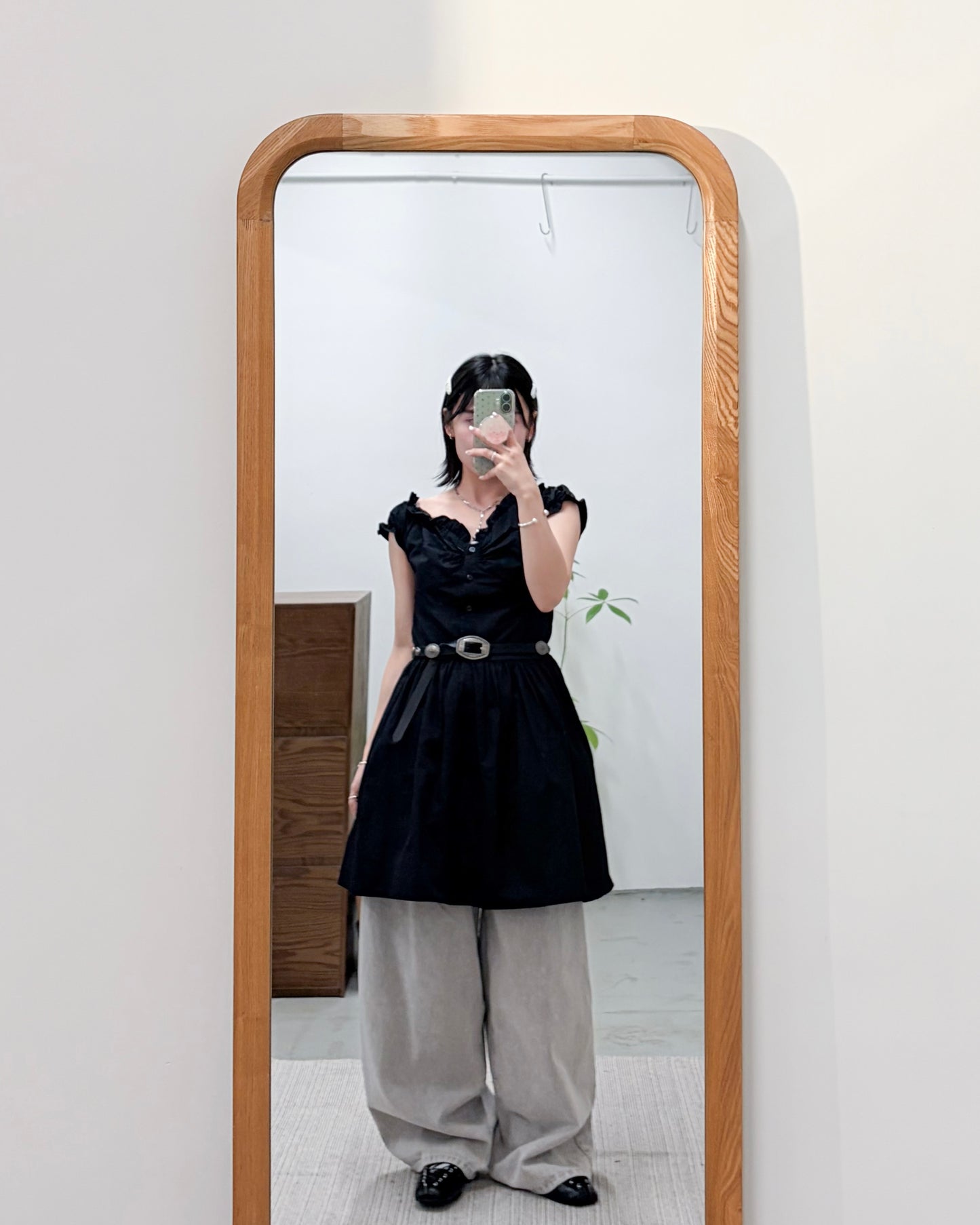 OP75- V Neck Ruffle Dress | White  | Black