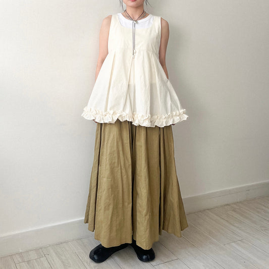 TP638- 方領Ruffles Vest | Ivory