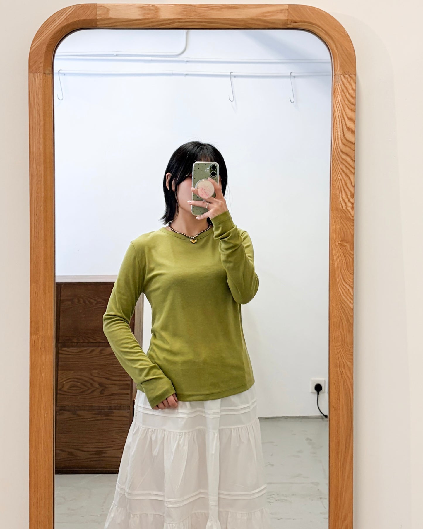 TP741-  三色天絲棉Basic Top | White | Green | Charcoal