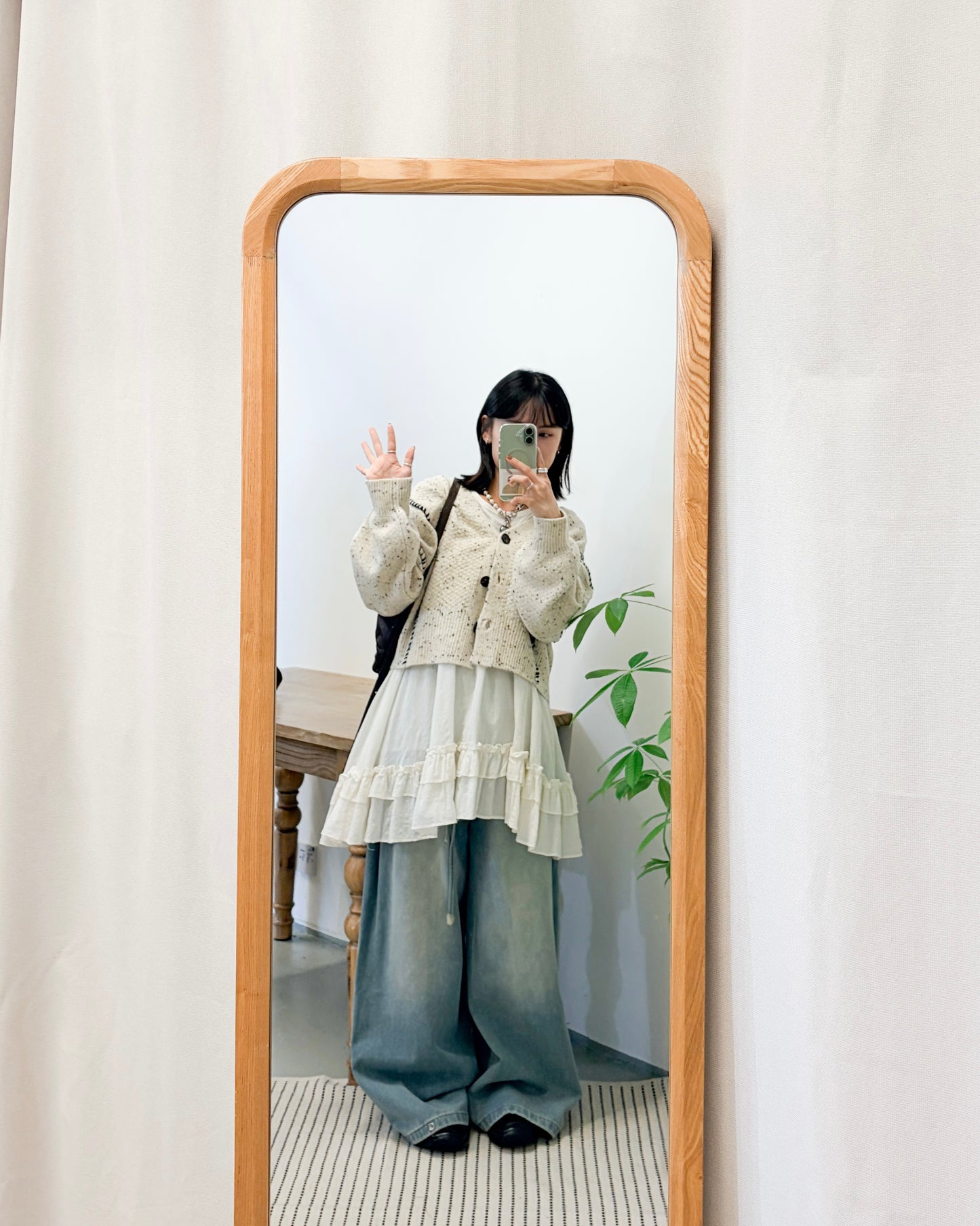 JK49- Chocolate Chip Knit Cardigan | Ivory | Beige