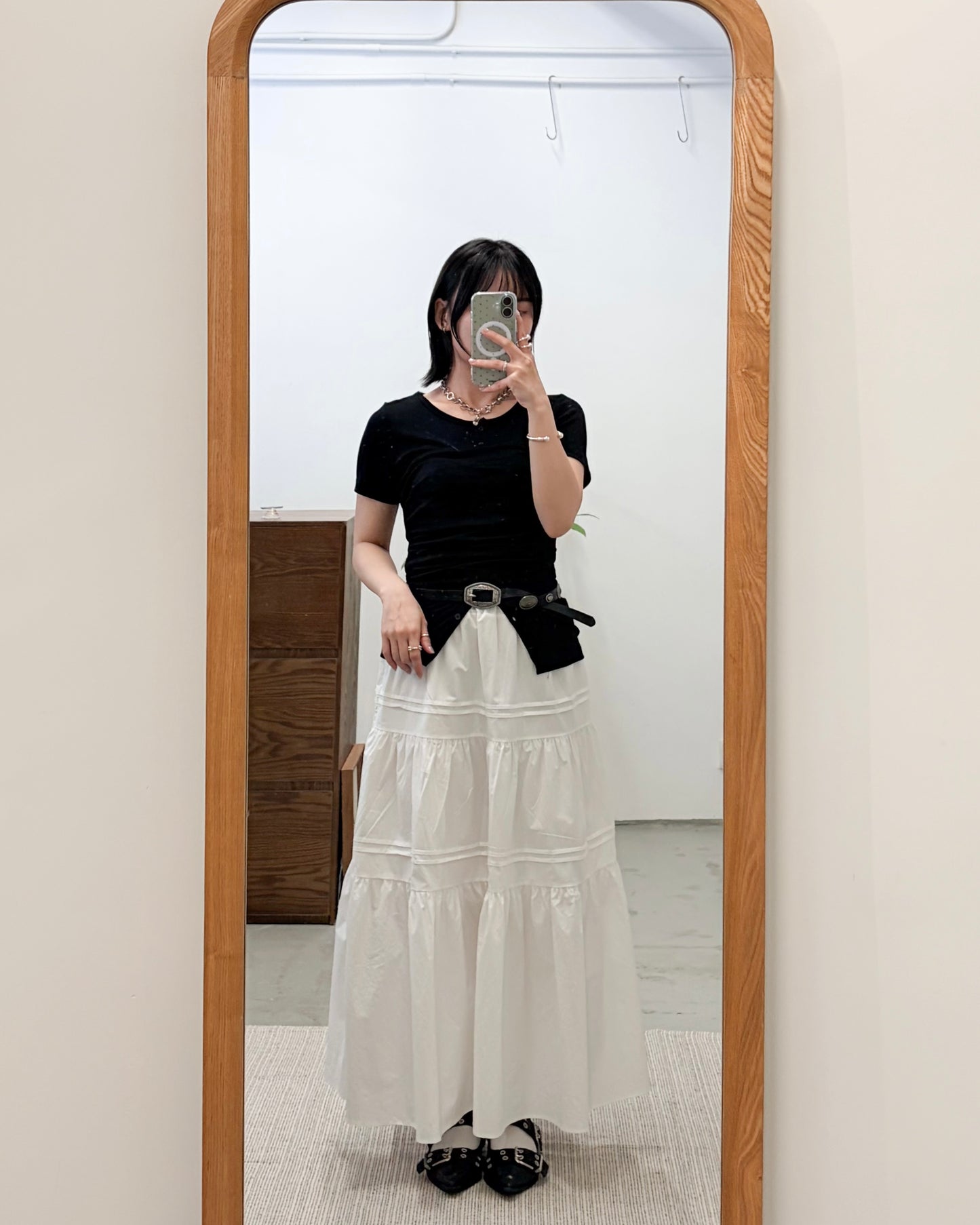 TP744- Short Tube Top Tee | White  | Black