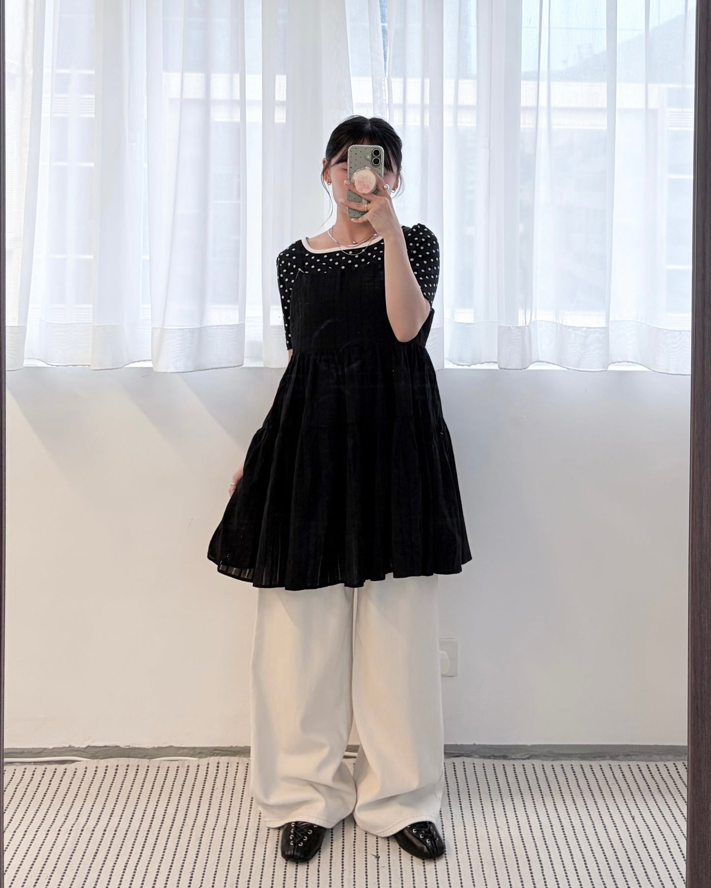 OP77- Tunic Cami One-Piece | White | Black