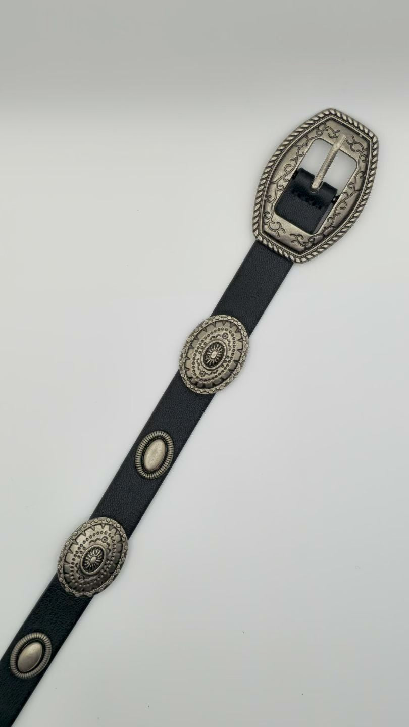 BT12- 復古花紋圖騰PU皮帶