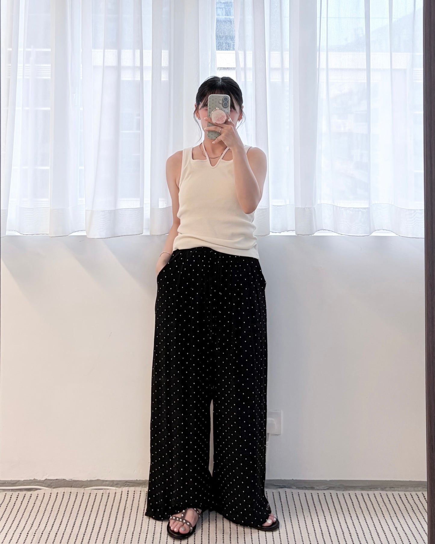 PT116- Dot Dot Easy Pants | White | Black