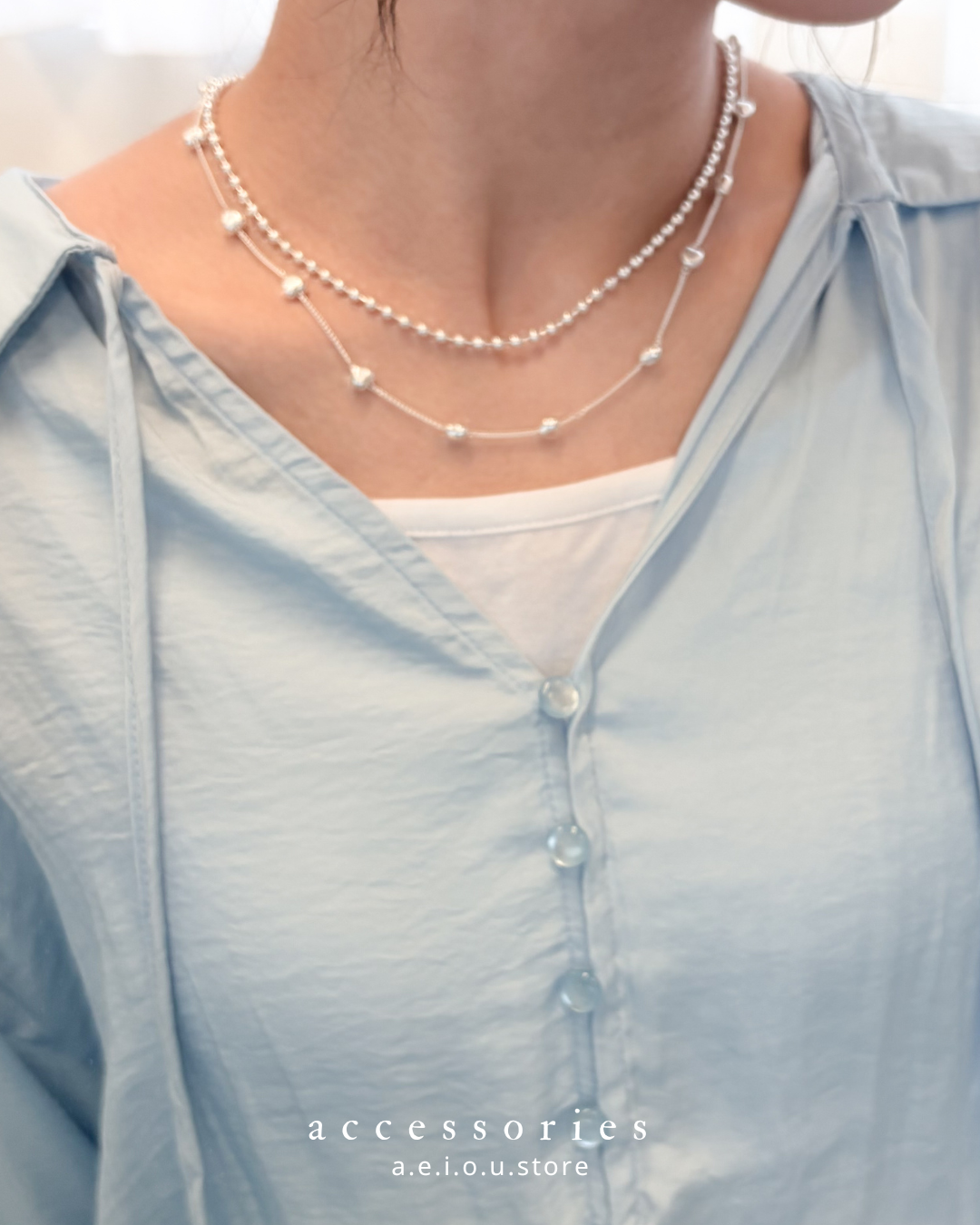 AC312- 啞面心心Set Necklace