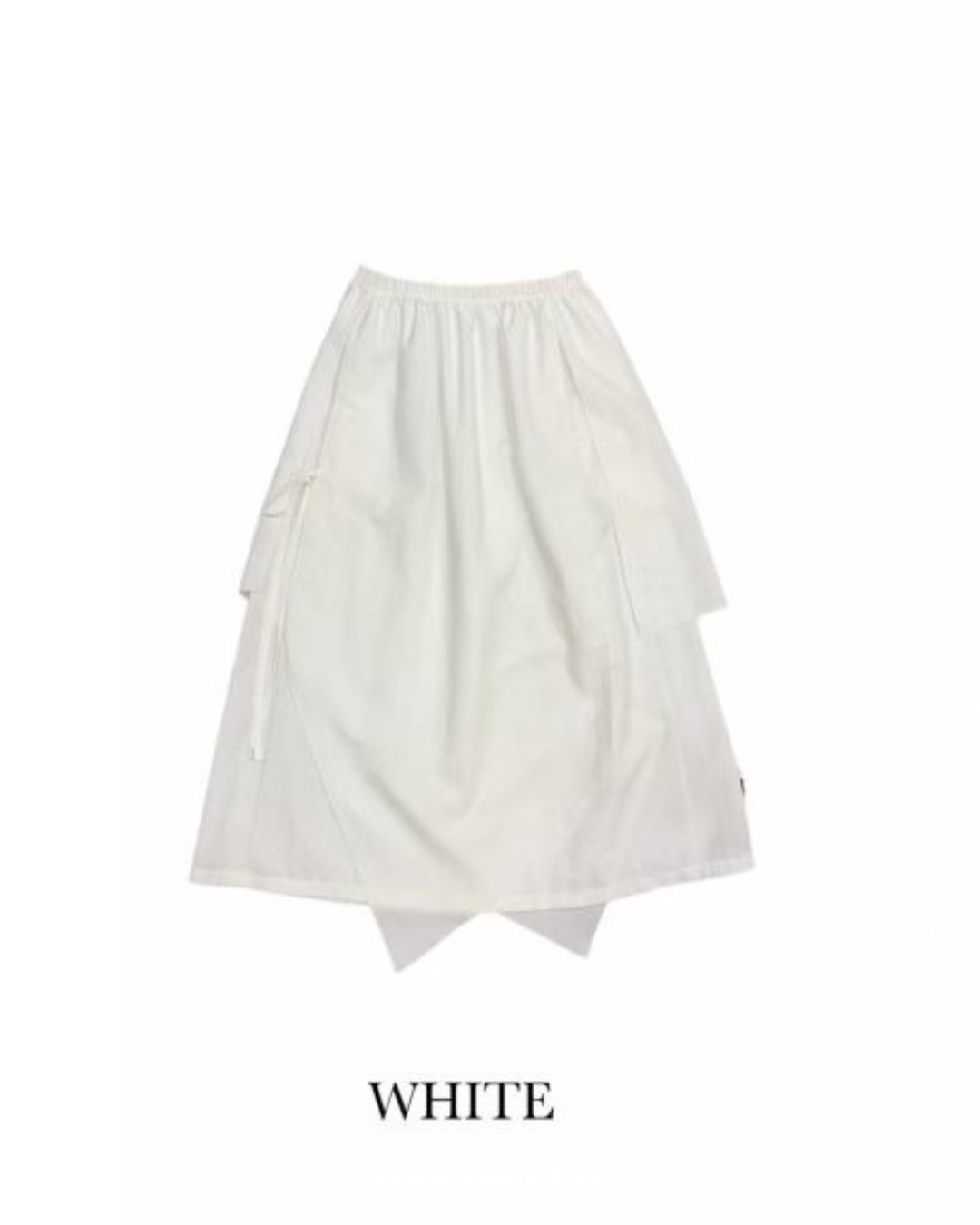 SK150- 2 Way Side Ribbon Skirt | White | Black