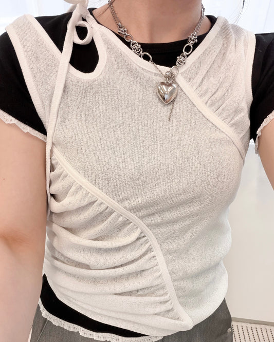 TP804- Ruched Sleeveless Top | White | Brown | Lime | Charcoal