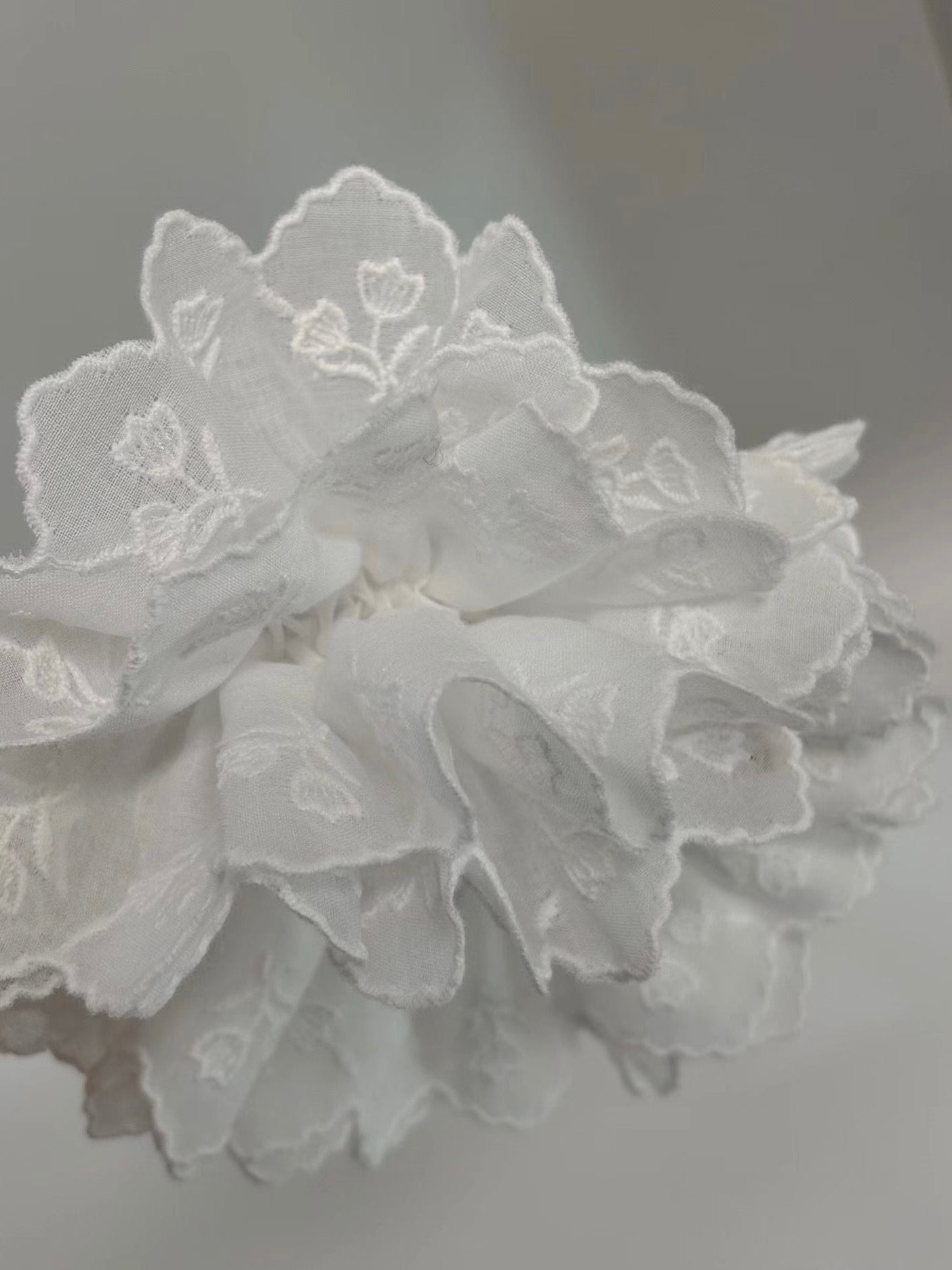 AC205- 4 Layer Flower Hair Scrunchie | White | Grey | Blue